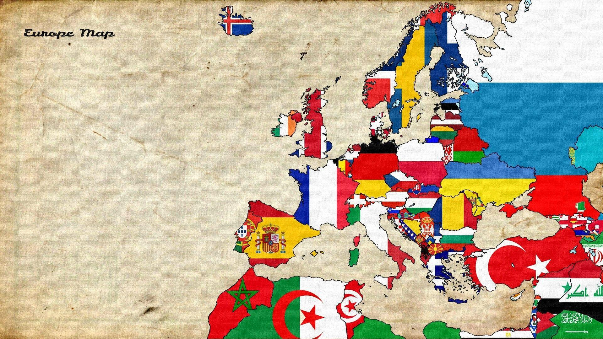 Wallpapers : illustration, collage, cartoon, flag, Europe, world