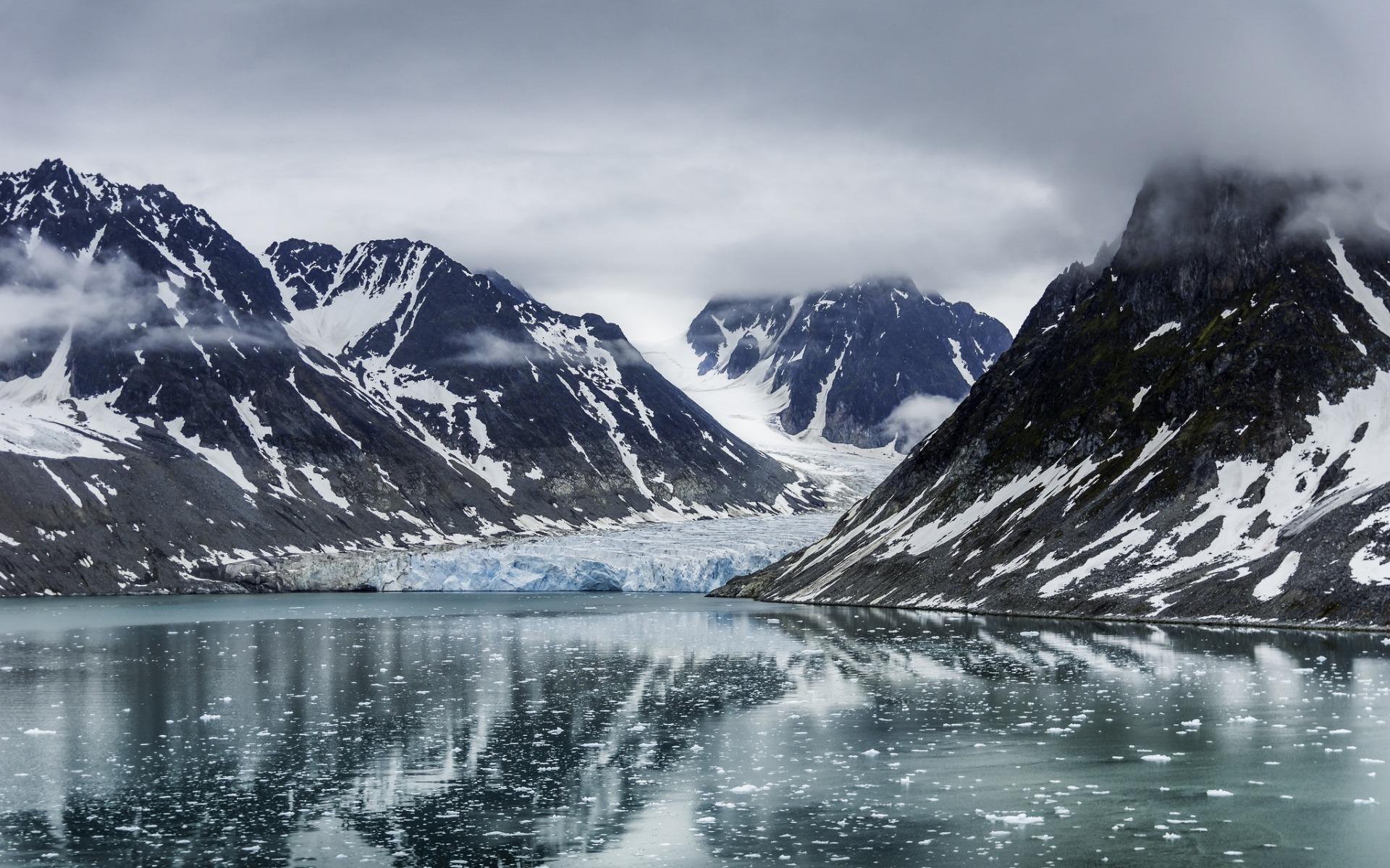 Download wallpapers Glacier, polar archipelago, sea, ice