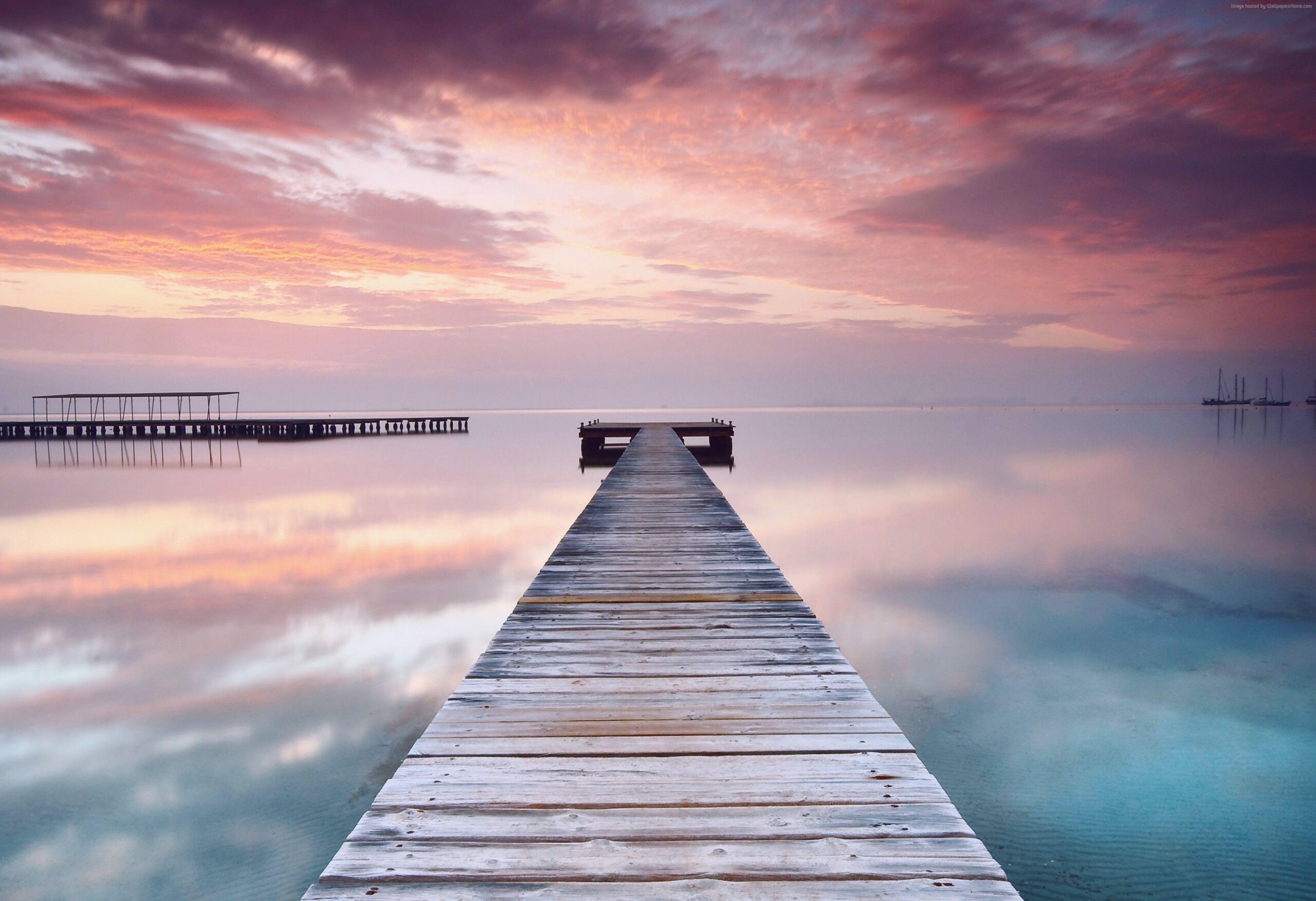 Wallpapers Spain, 5k, 4k wallpaper, pink, sky, clouds, ocean, bridge