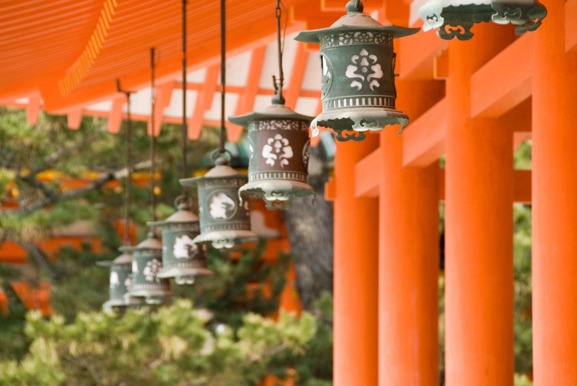 Hanging Lanterns Heian Shrine Kyoto Japan HD Wallpapers & Backgro