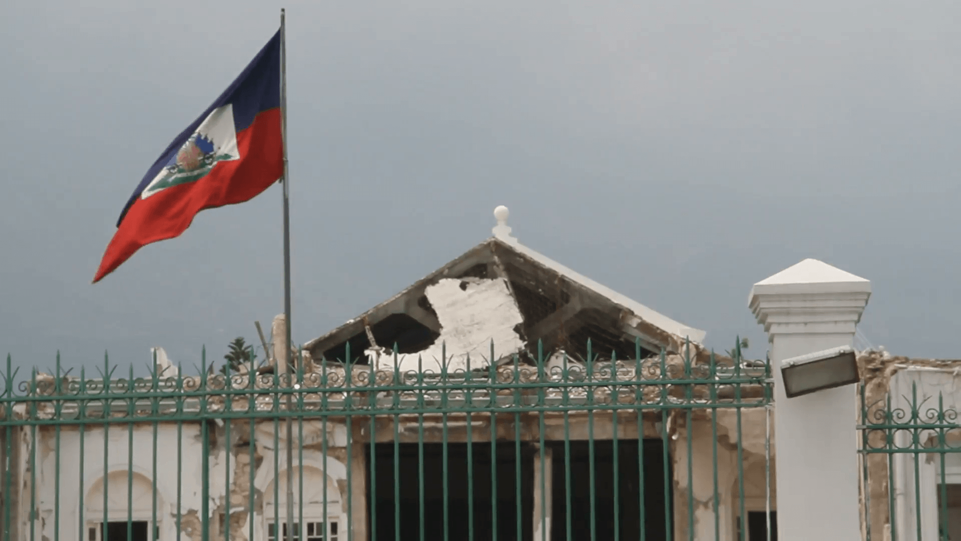 Ruined Capital Building And Flag Port