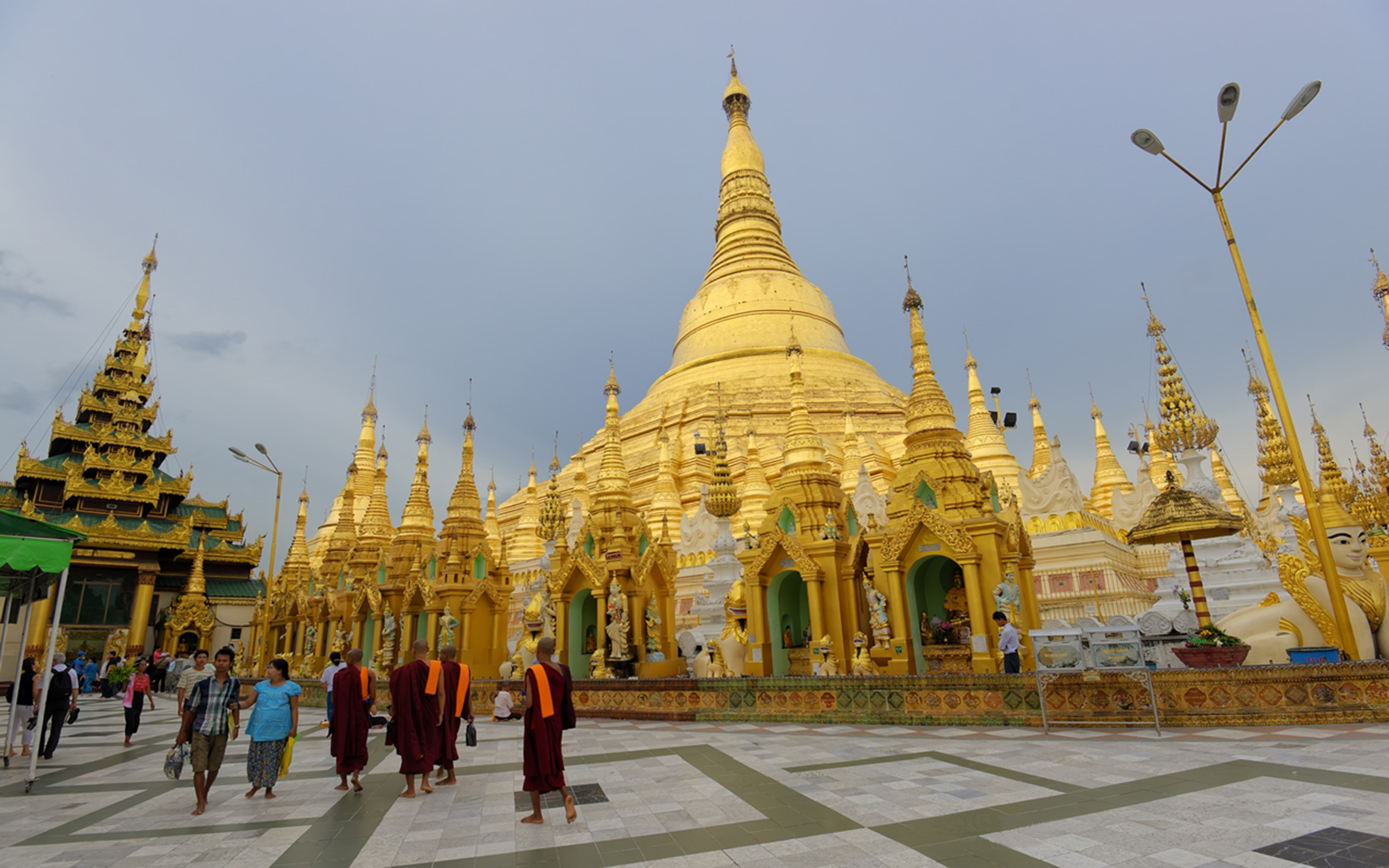 Sacred Buddhist Place Shwedagon Pagoda. Yangon, Myanmar