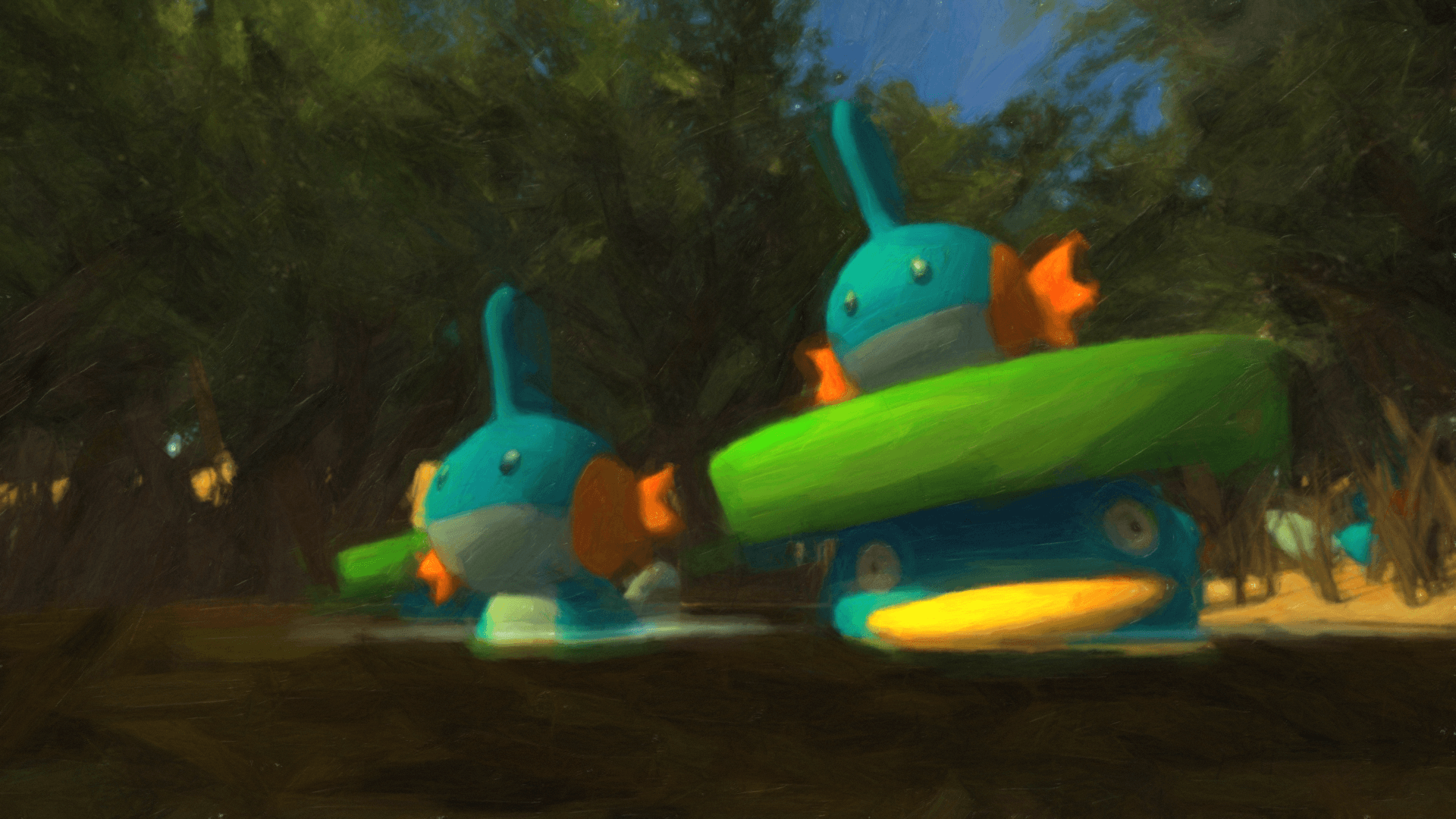 Mudkip and Lotad in the Sandbox 3 by jedi201