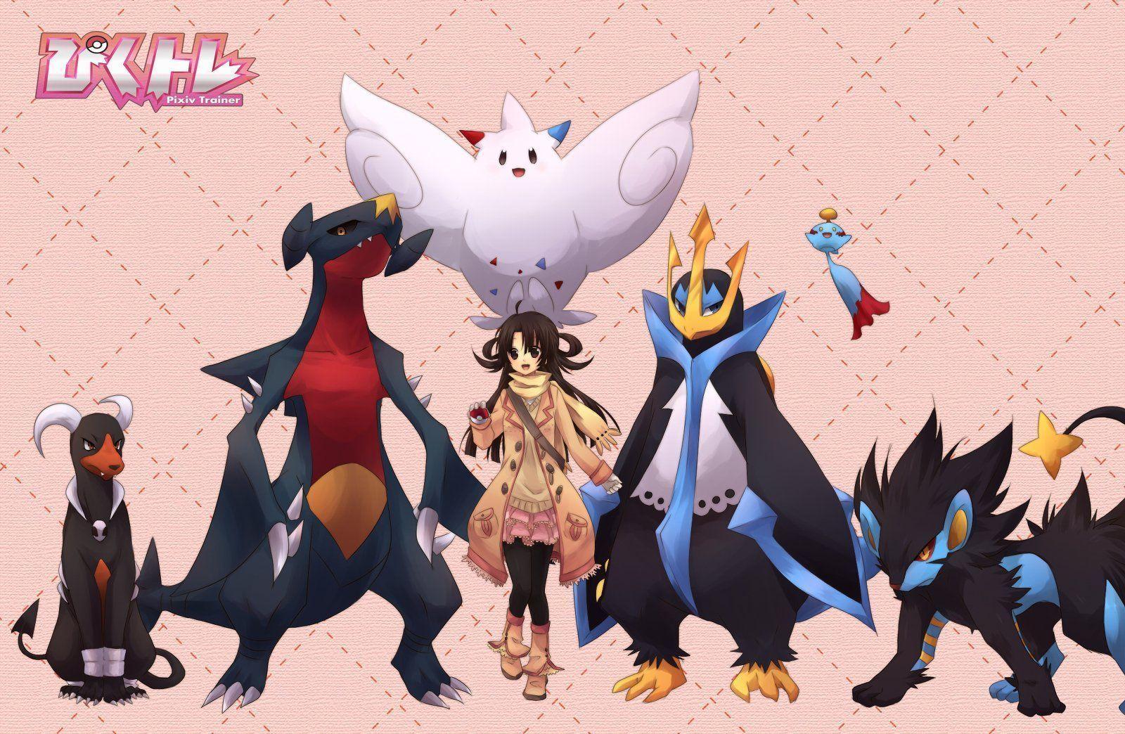 Pokemon brown eyes brown hair chimecho empoleon garchomp houndoom