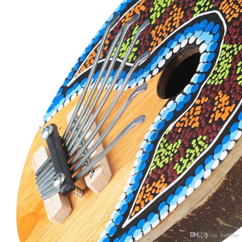 2019 Kalimba Thumb Piano 7 Keys Tunable Coconut Shell Painted