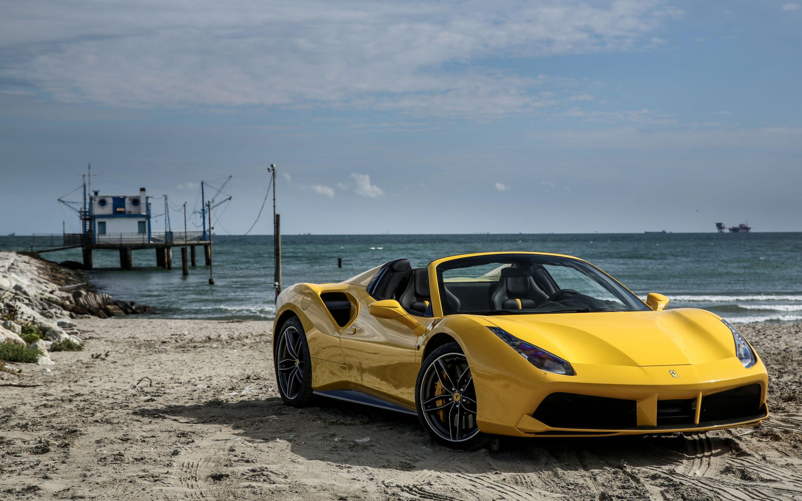 Download Wallpapers Ferrari, 488, Spider, Yellow, Side