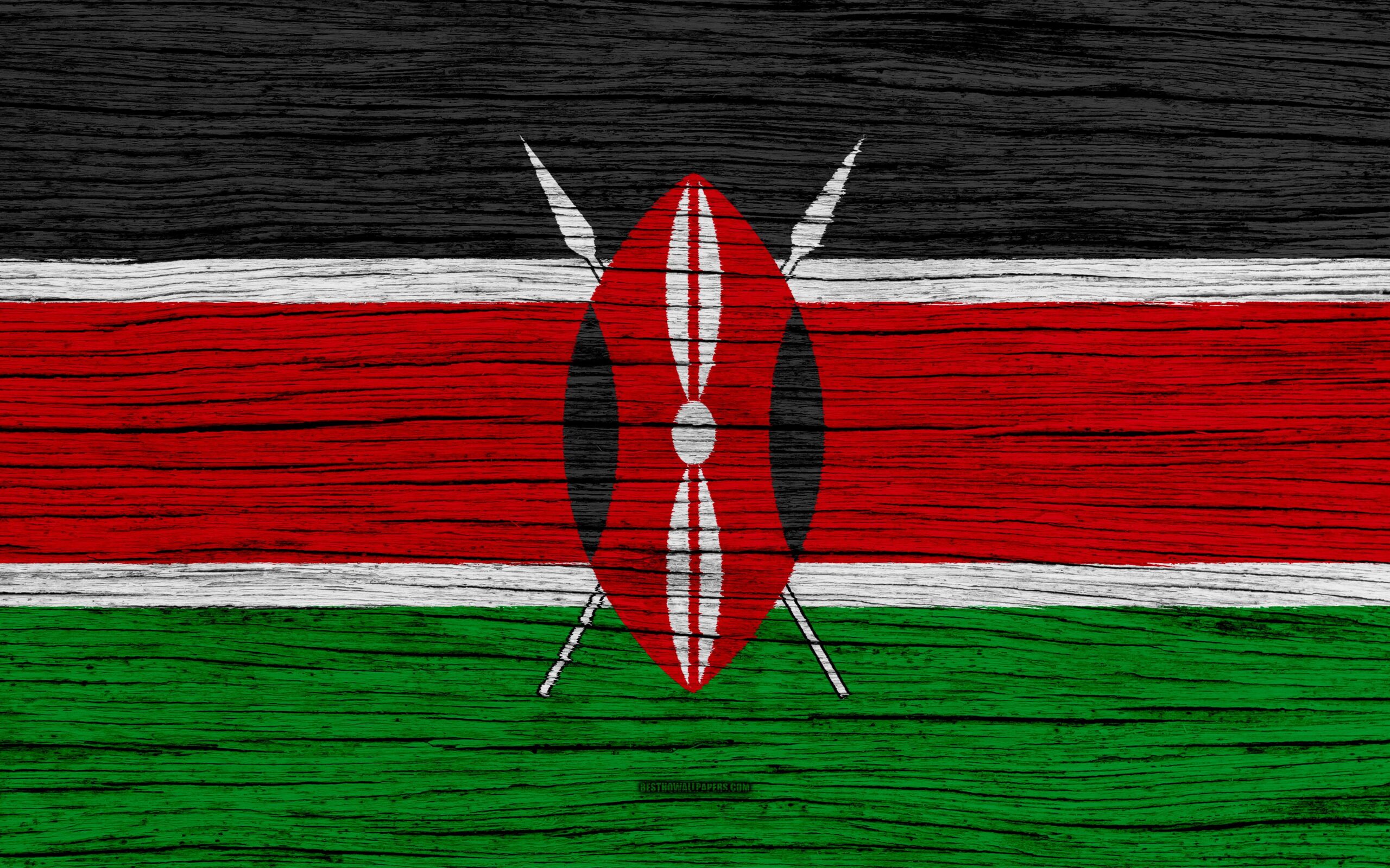 Download wallpapers Flag of Kenya, 4k, Africa, wooden texture