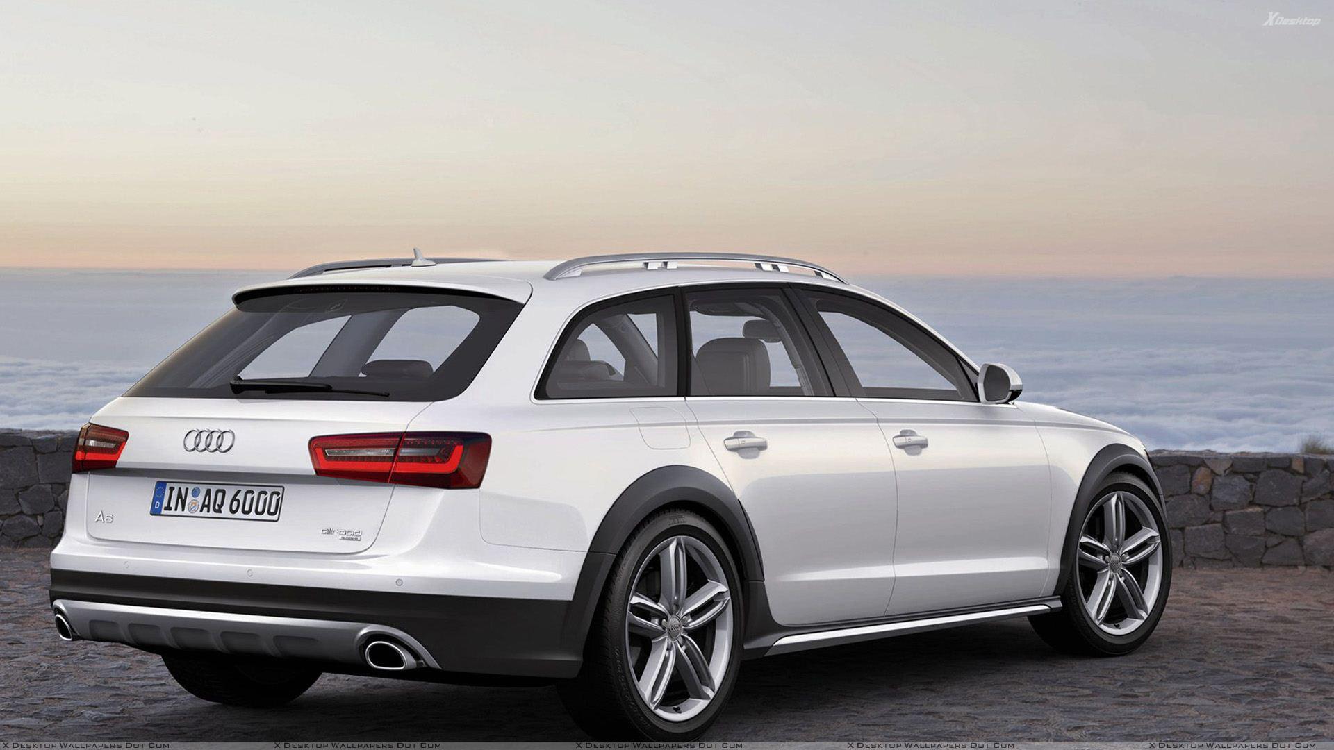 Back Side Pose Of 2013 Audi A6 Allroad In White Near Sea Side Wallpapers