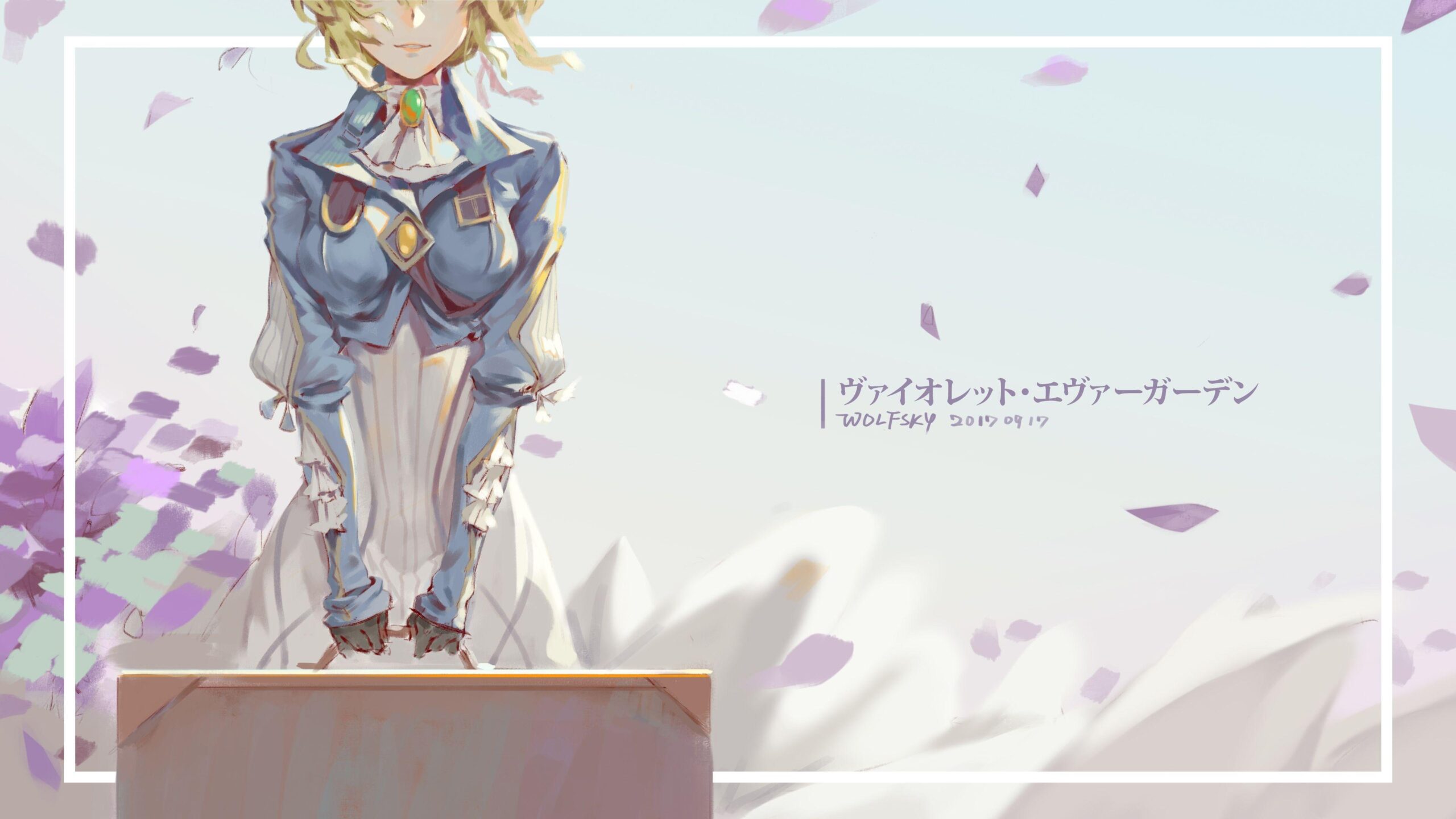 Wallpapers Violet Evergarden, Smiling, Half Face, Gloves, Dress