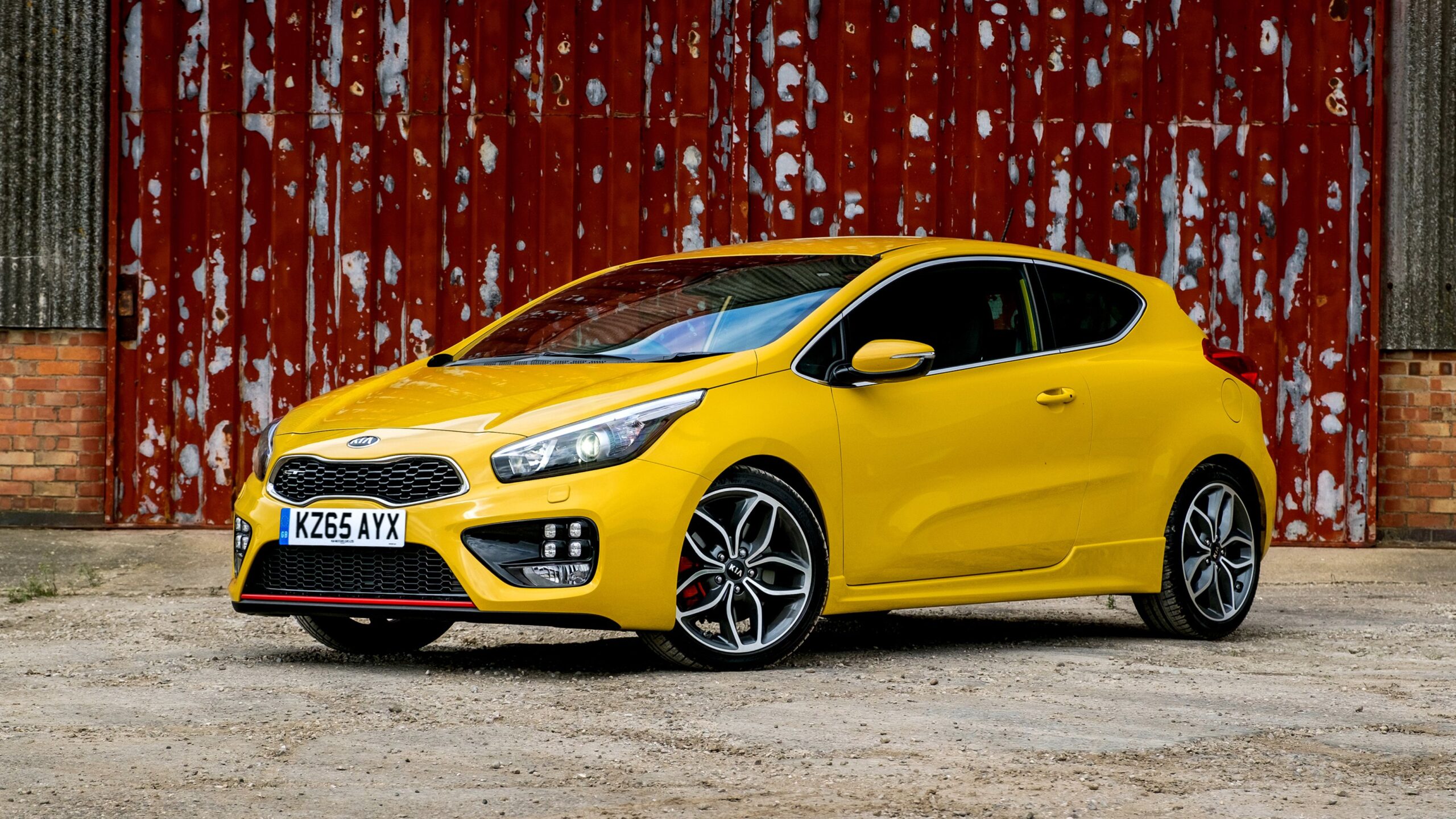 Yellow car Kia Ceed wallpapers and image