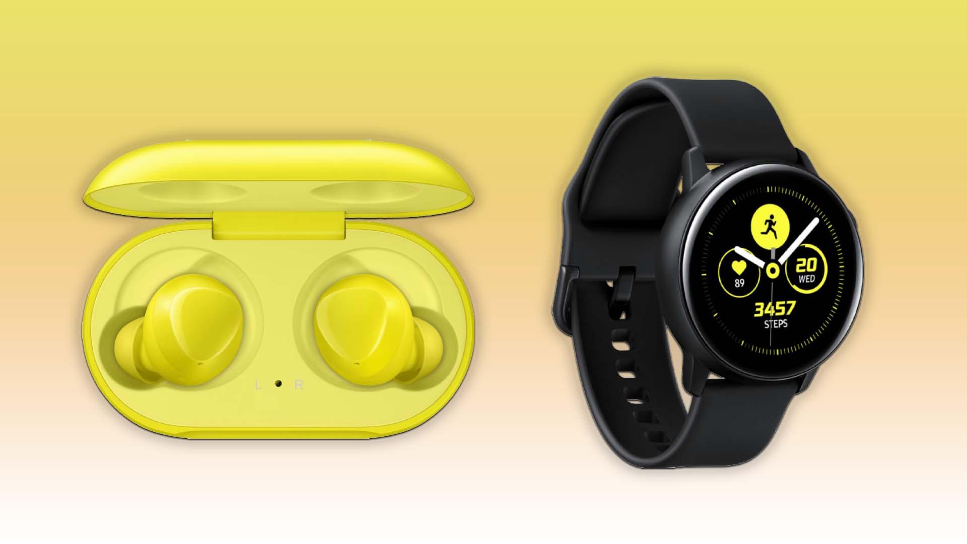 The Samsung Galaxy Watch Active and Galaxy Buds Bunch of image