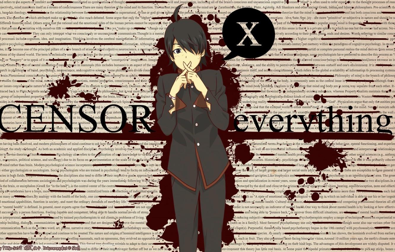 Wallpapers text, blood, gesture, Bakemonogatari, Koyomi Araragi