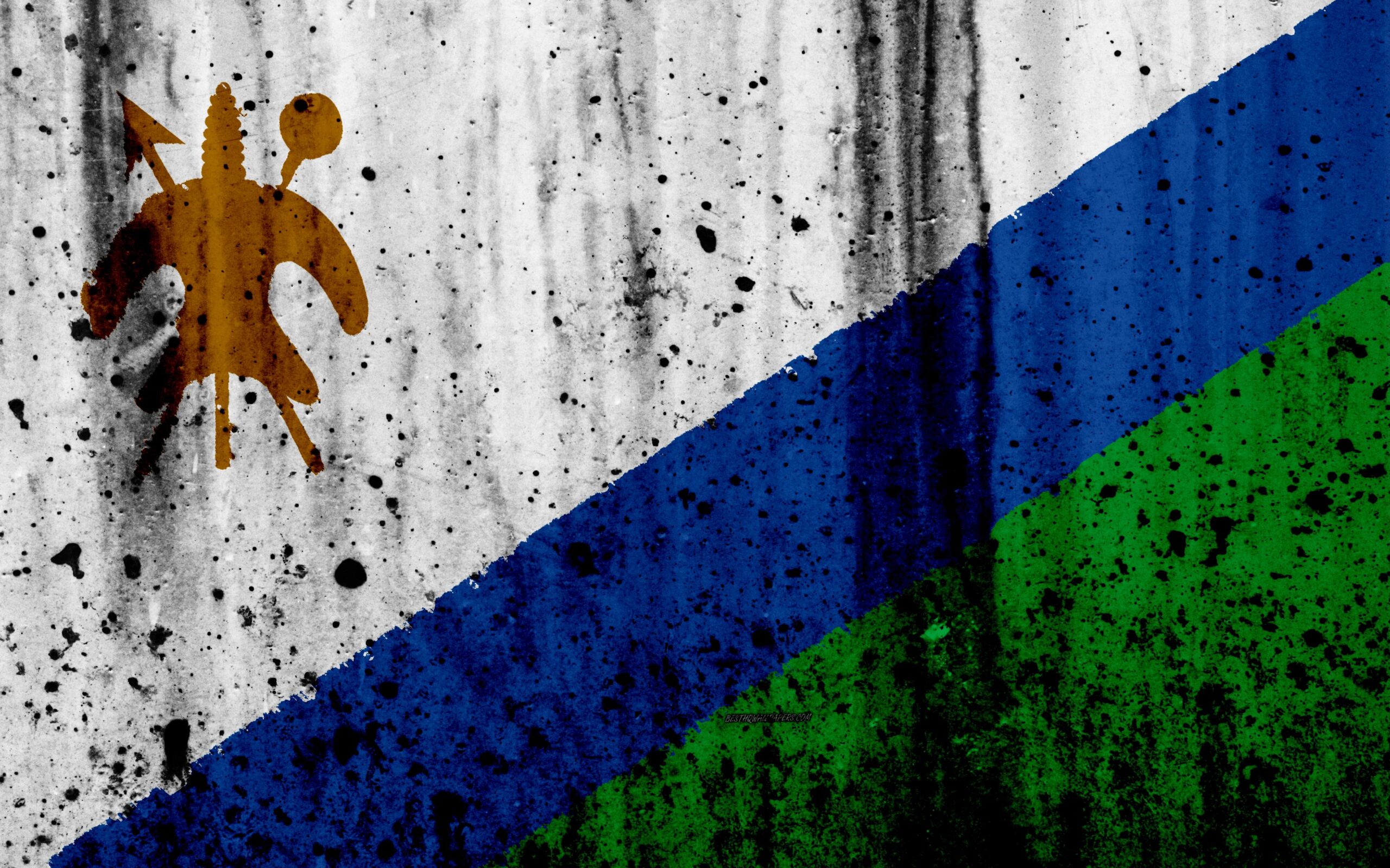 Download wallpapers Lesotho flag, 4k, grunge, flag of Lesotho