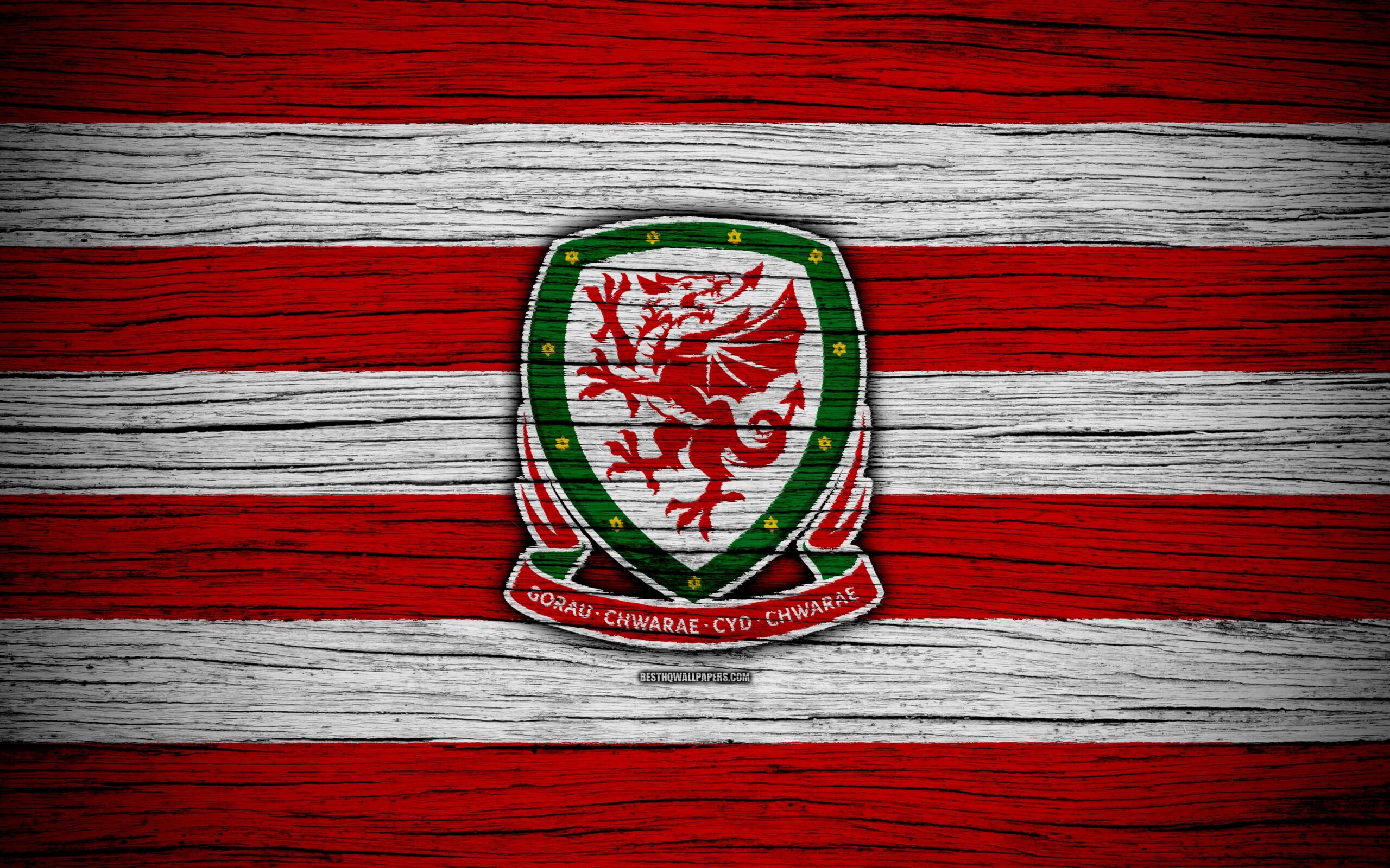 Download wallpapers 4k, Wales national football team, logo, UEFA