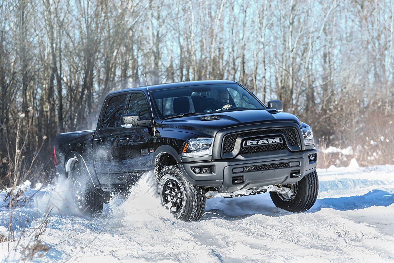 Wallpapers Dodge 2017 Ram 1500 Rebel Black Crew Cab Winter Cars