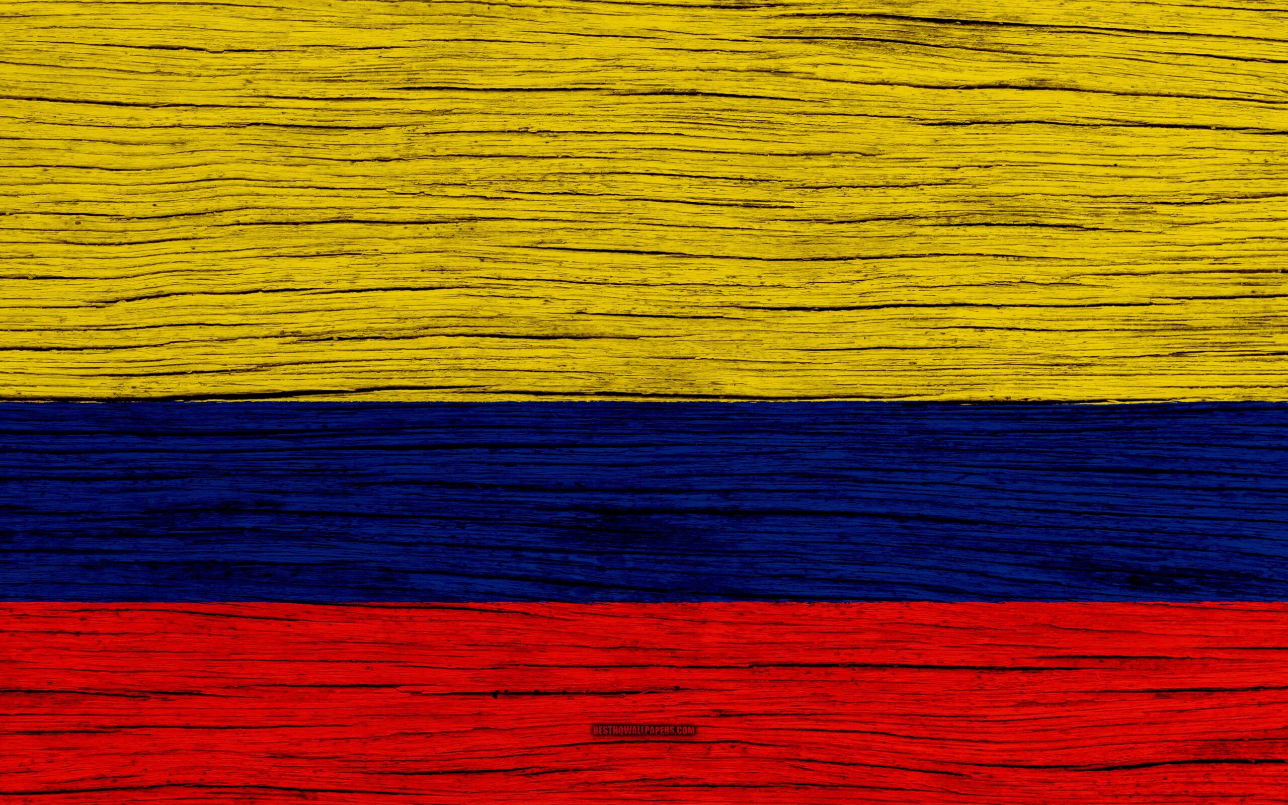 Download wallpapers Flag of Colombia, 4k, South America, wooden