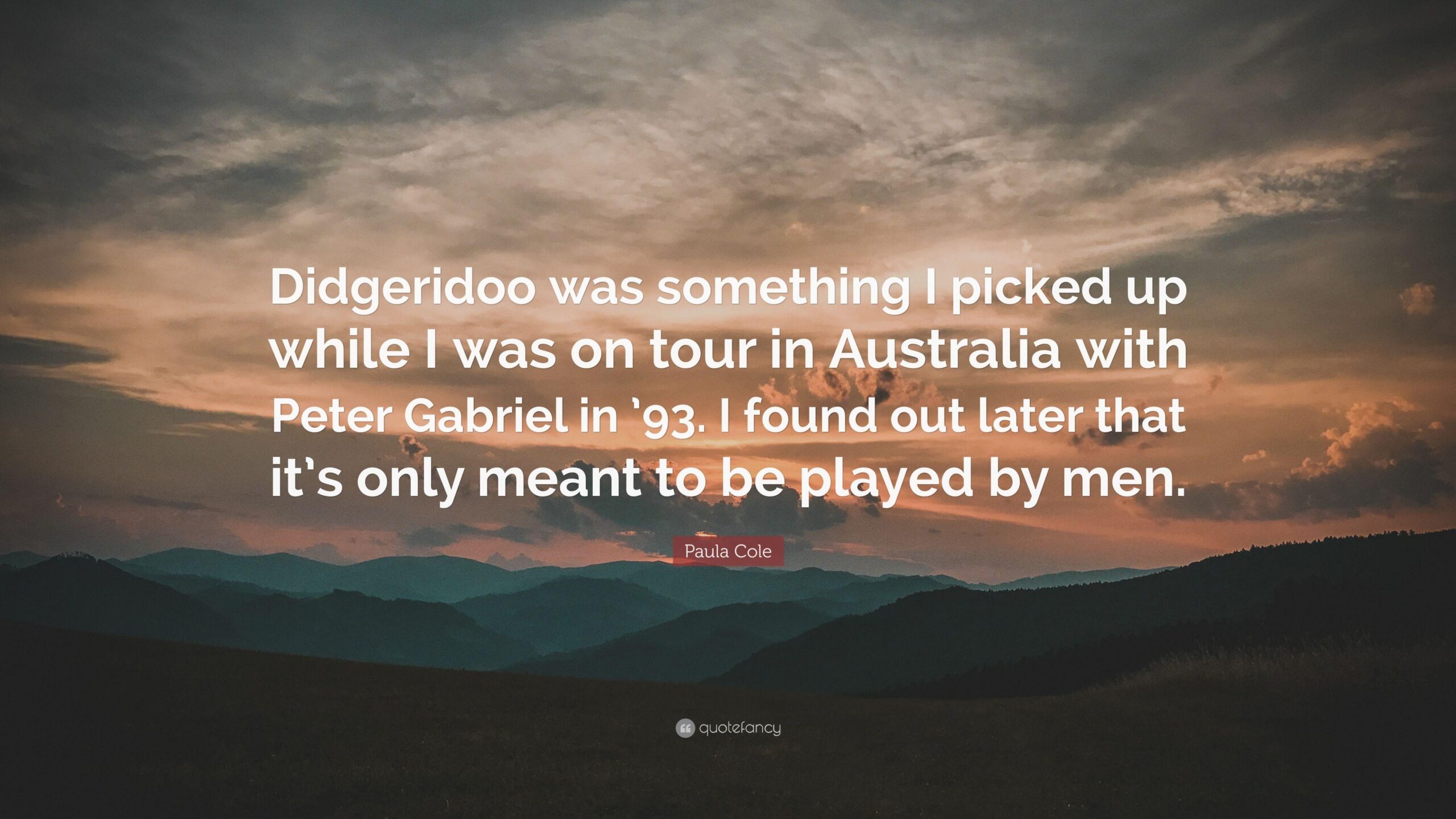 Paula Cole Quote: “Didgeridoo was something I picked up while I was