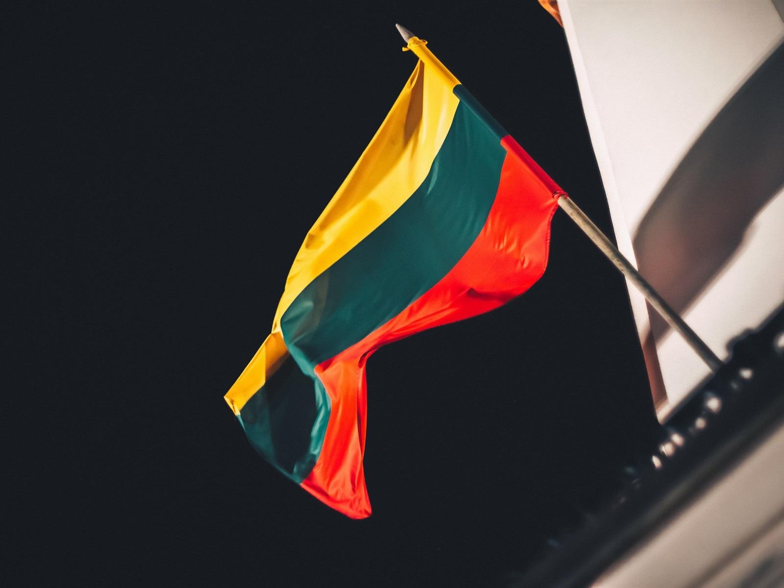 Wallpapers Lithuania flag, night HD Picture, Image