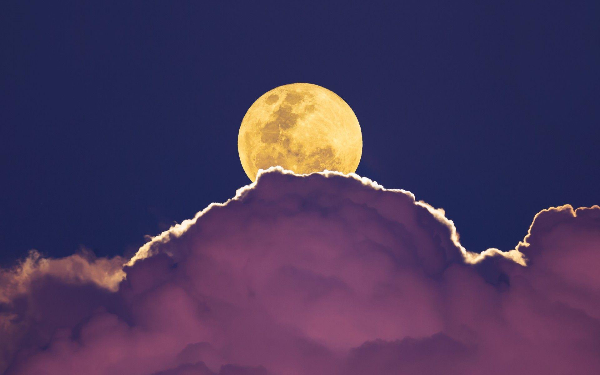 Wallpapers Supermoon, Full moon, Clouds, 4K, Nature,