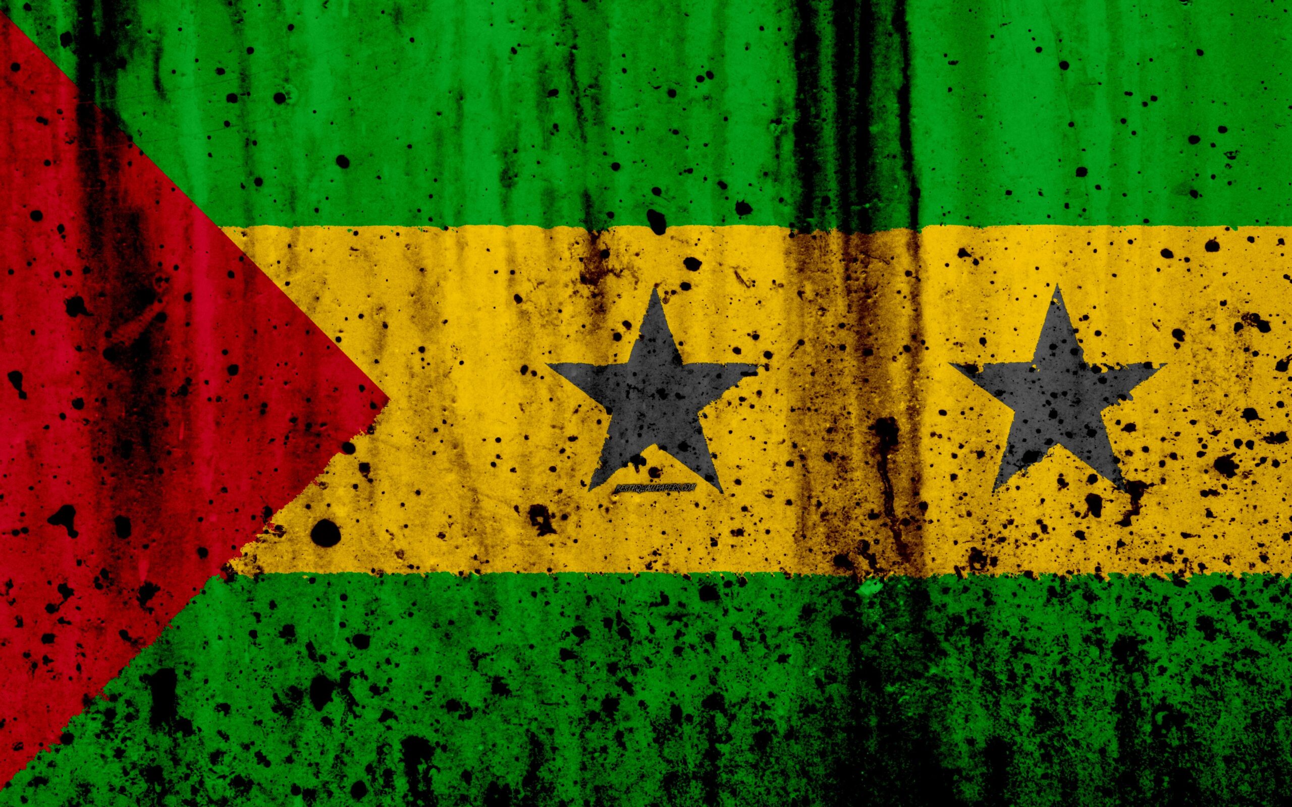 Download wallpapers Sao Tome and Principe flag, 4k, grunge, flag of