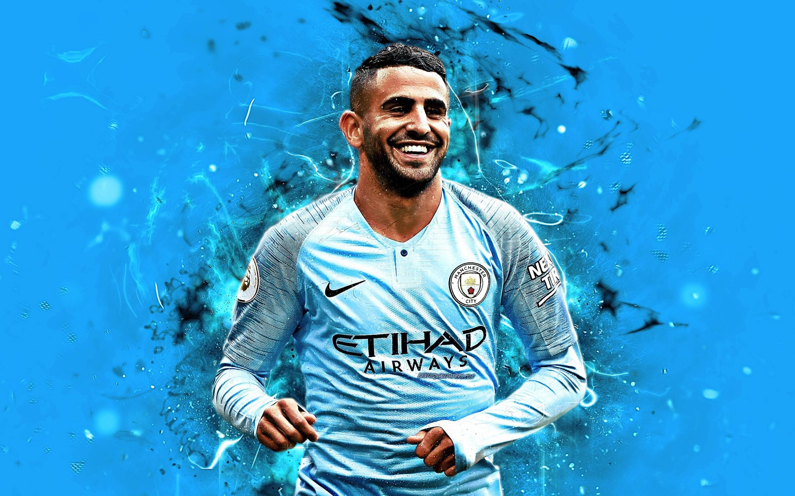 Download wallpapers Riyad Mahrez, Algerian footballer, Manchester