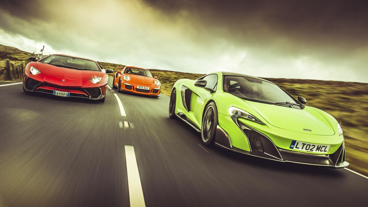 Wallpapers: McLaren 675LT vs Lambo Aventador SV vs Porsche 911 GT3