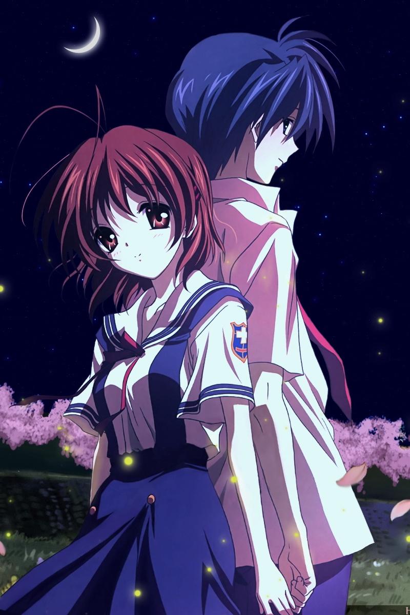 Download wallpapers clannad, furukawa nagisa, okazaki tomoya