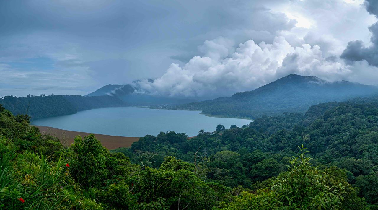 Wallpapers Indonesia Bali Nature Mountains Lake Forests Clouds