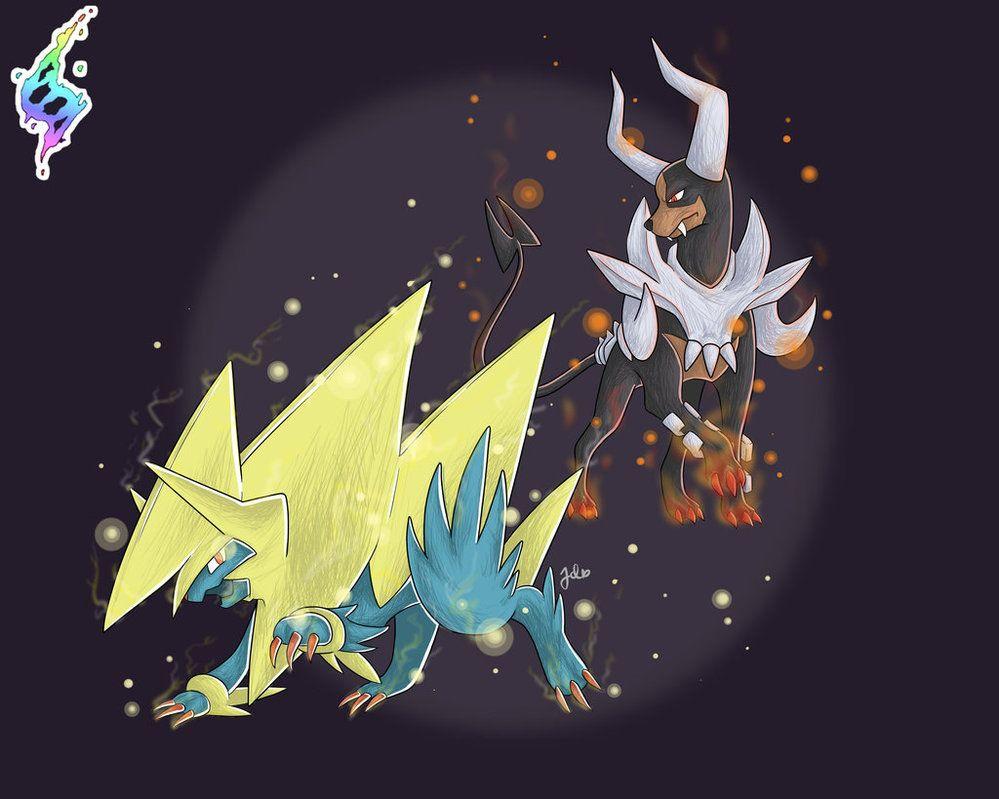 Manectric and Houndoom by JaidenAnimations