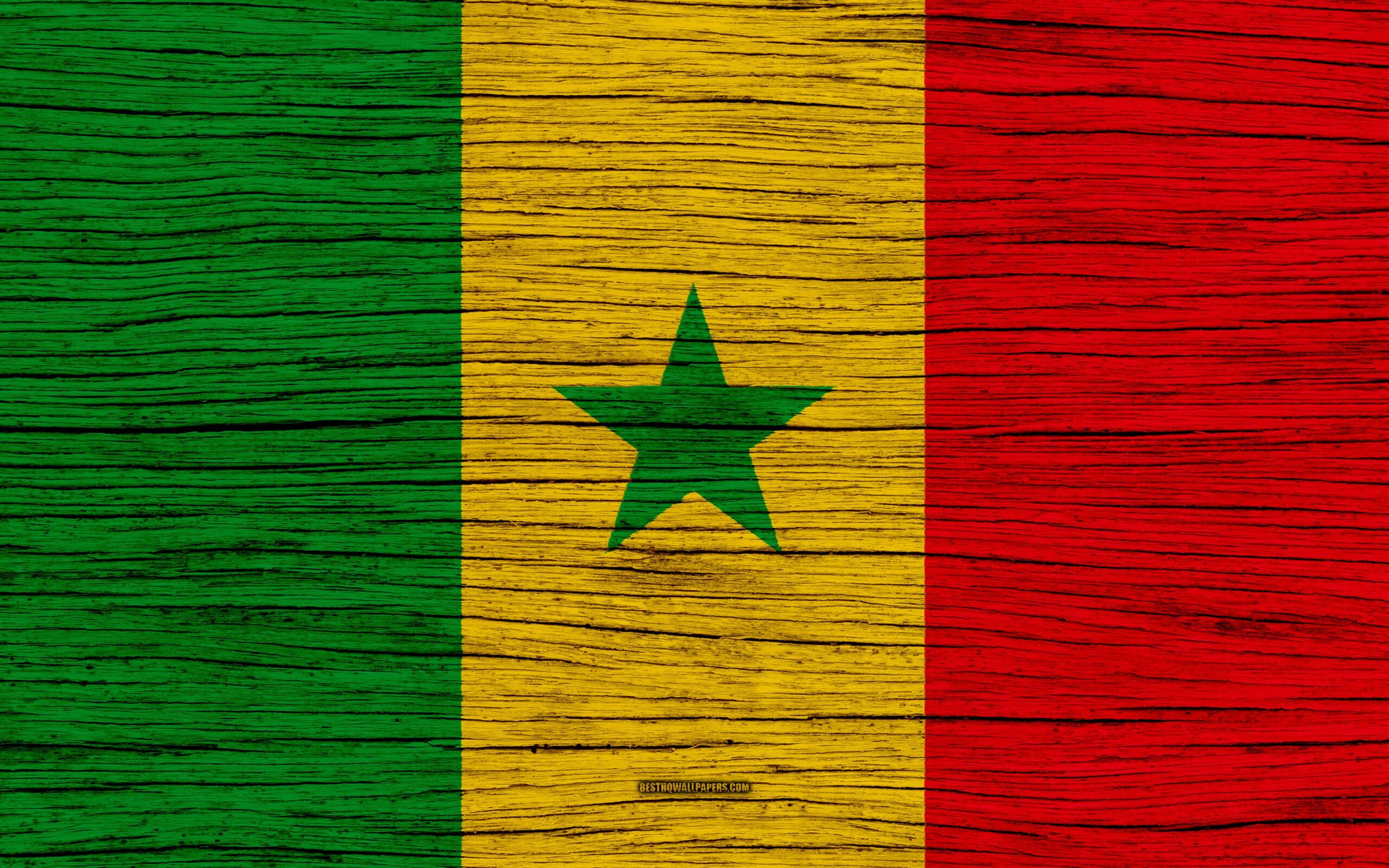 Download wallpapers Flag of Senegal, 4k, Africa, wooden texture