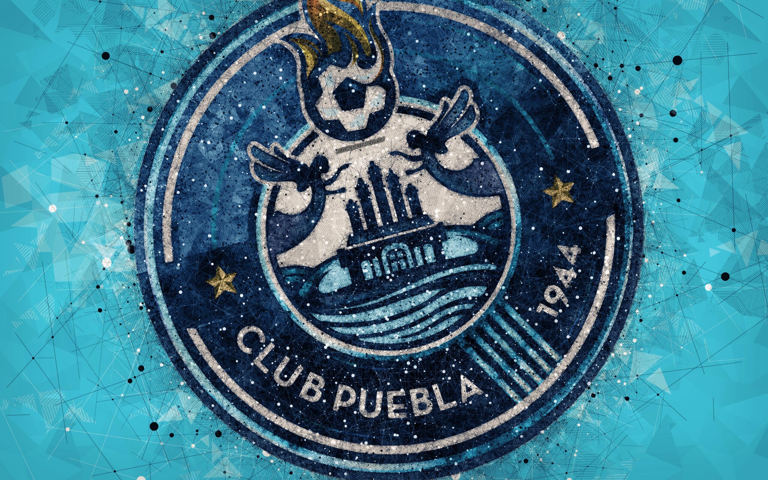 Download wallpapers Puebla FC, 4k, geometric art, logo, Mexican