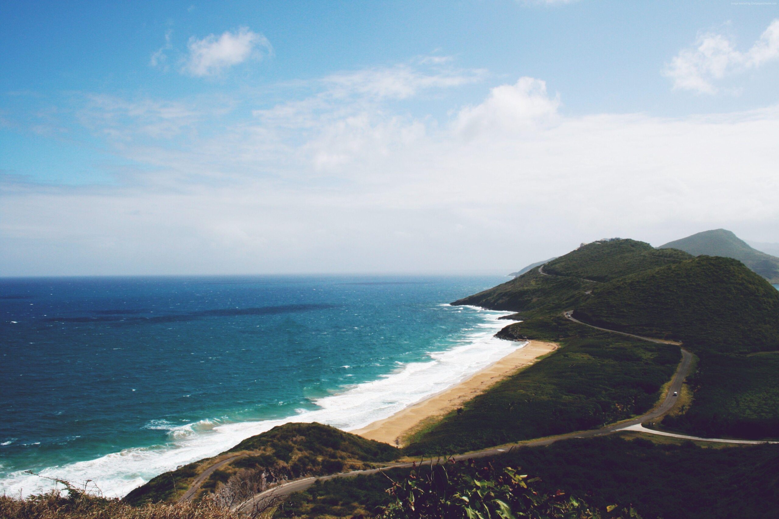 Wallpapers St. Kitts, 5k, 4k wallpaper, Nevis, Caribbean, shore