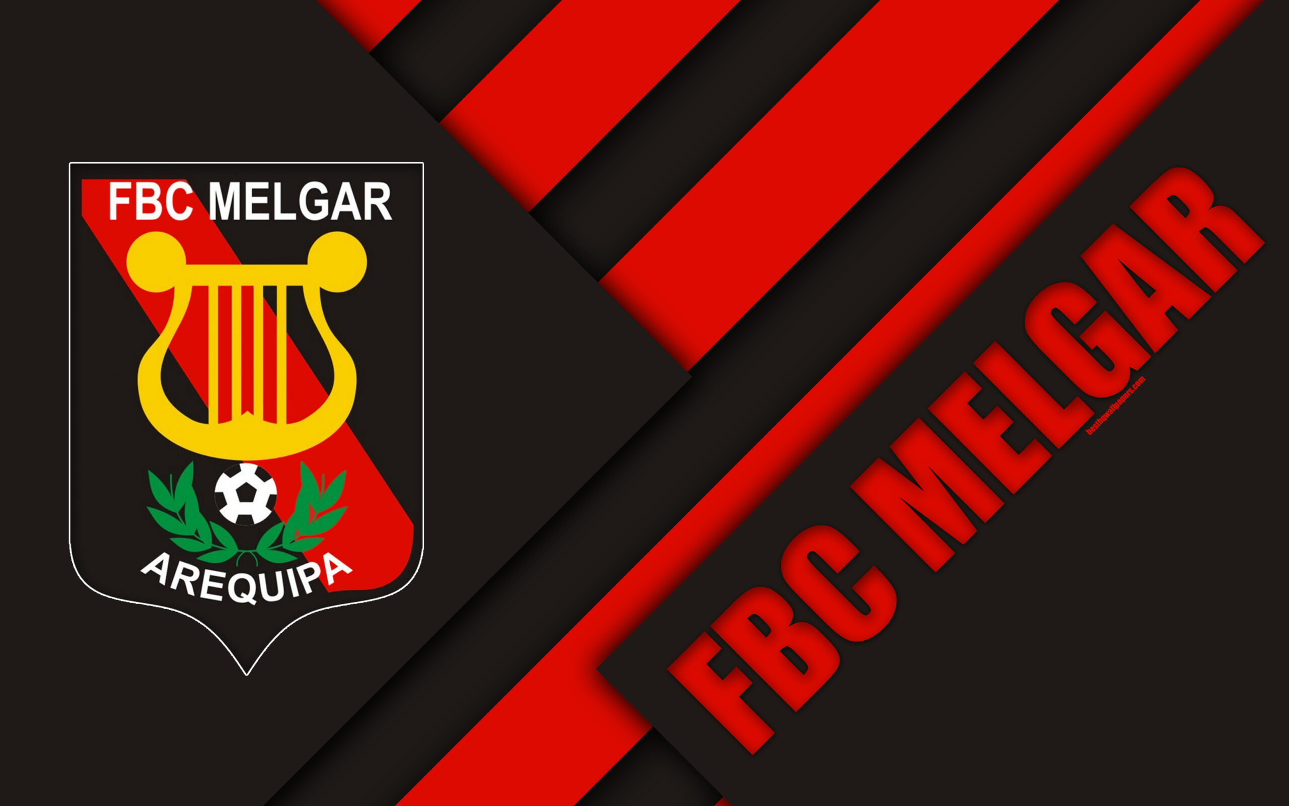 Download wallpapers FBC Melgar, 4k, logo, black and red abstraction