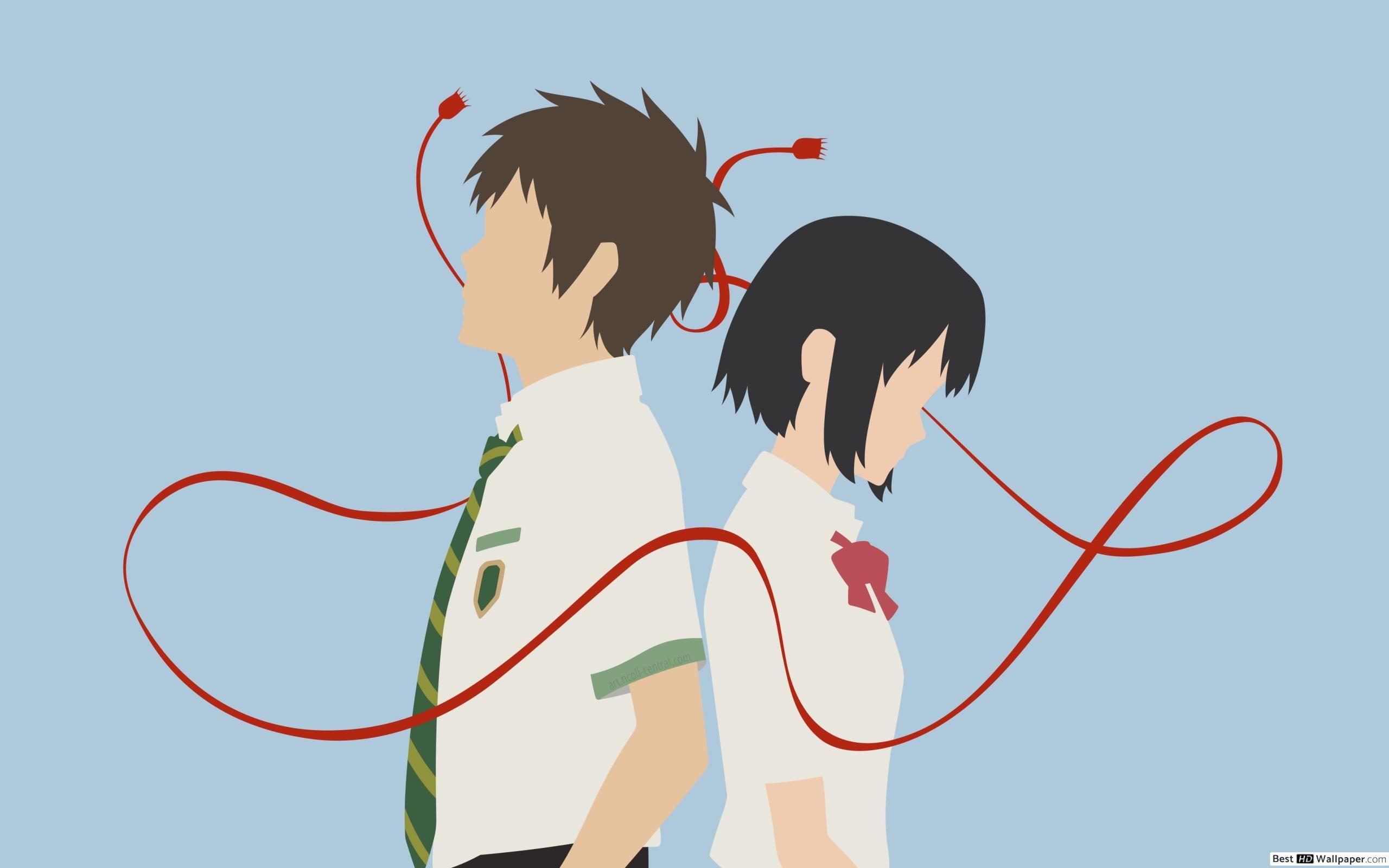 Mitsuha Miyamizu and Taki Tachibana in Your Name HD wallpapers download