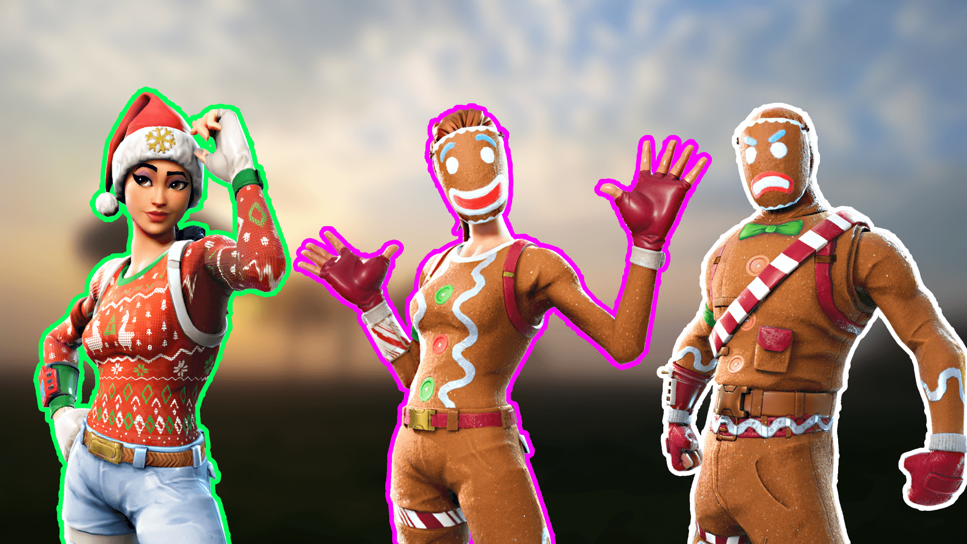 I tried making a wallpapers using some christmas skins! : FortNiteBR