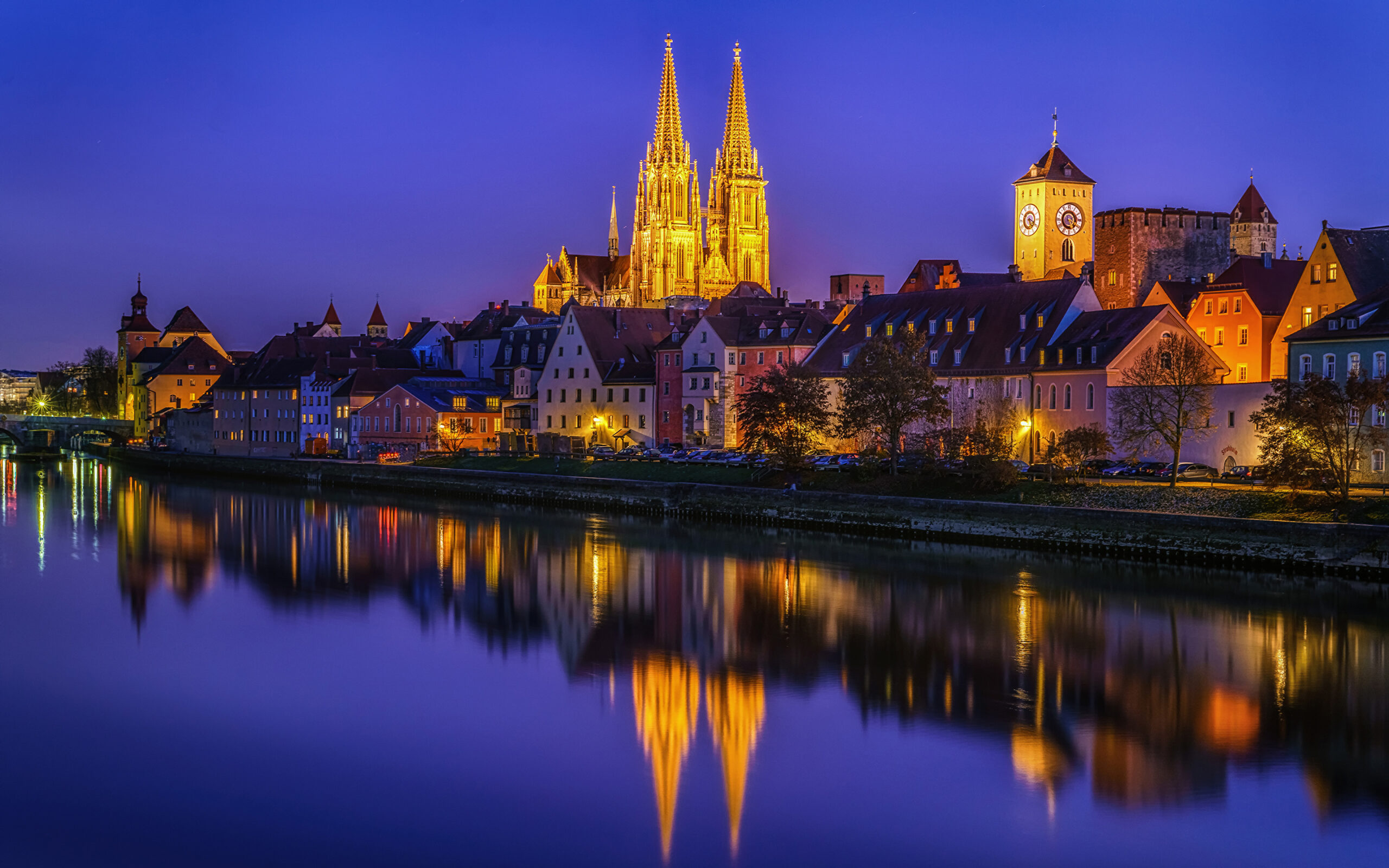 Image Germany Regensburg Street Night Coast Rivers Cities