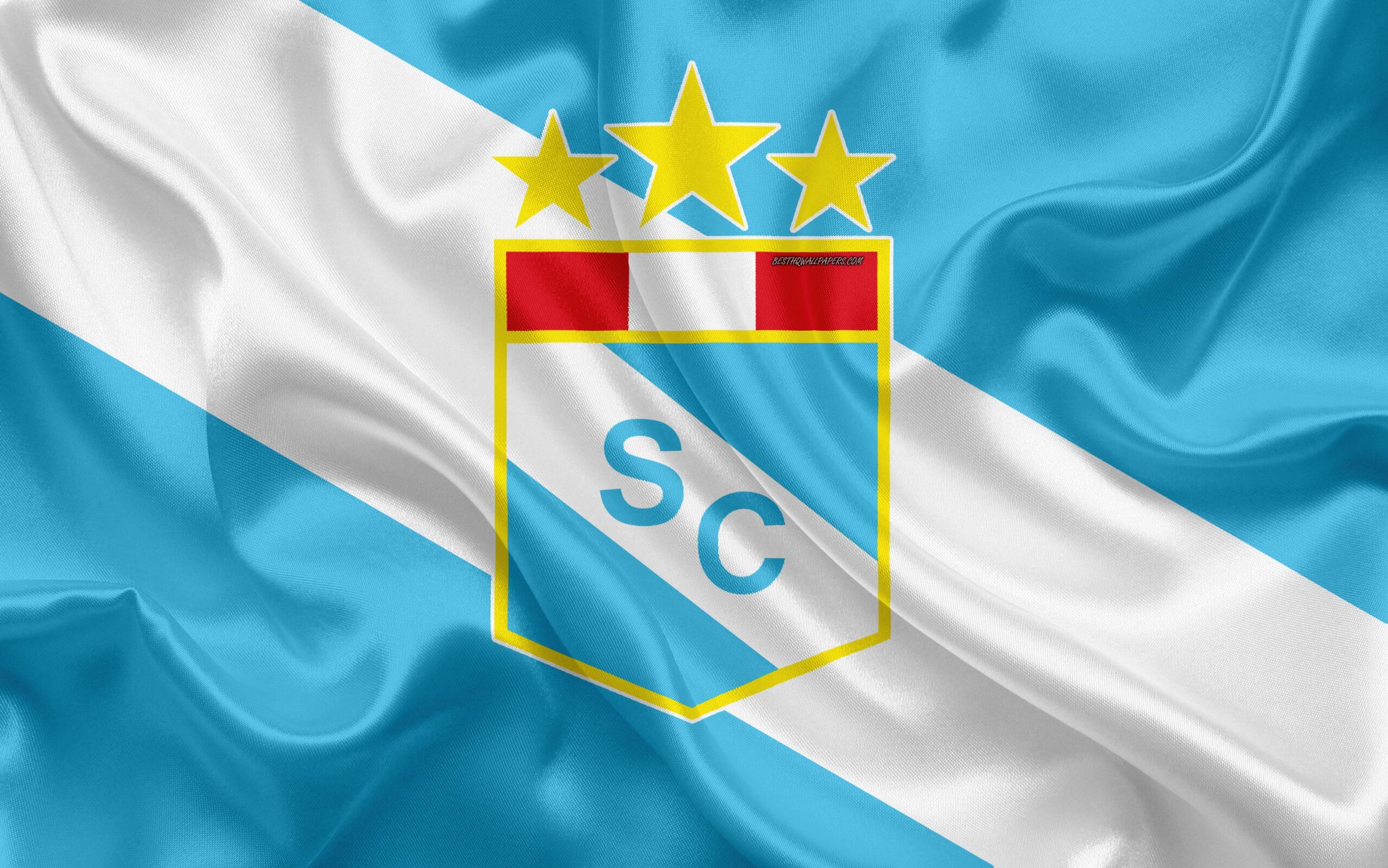 Download wallpapers Sporting Cristal FC, 4k, logo, silk texture