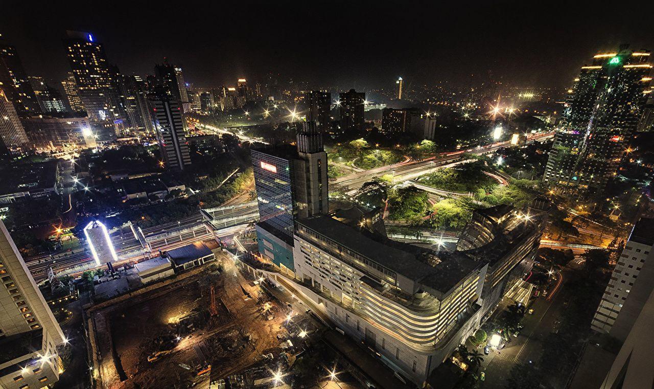 Wallpapers Indonesia Houses Roads Jakarta Night Street lights From