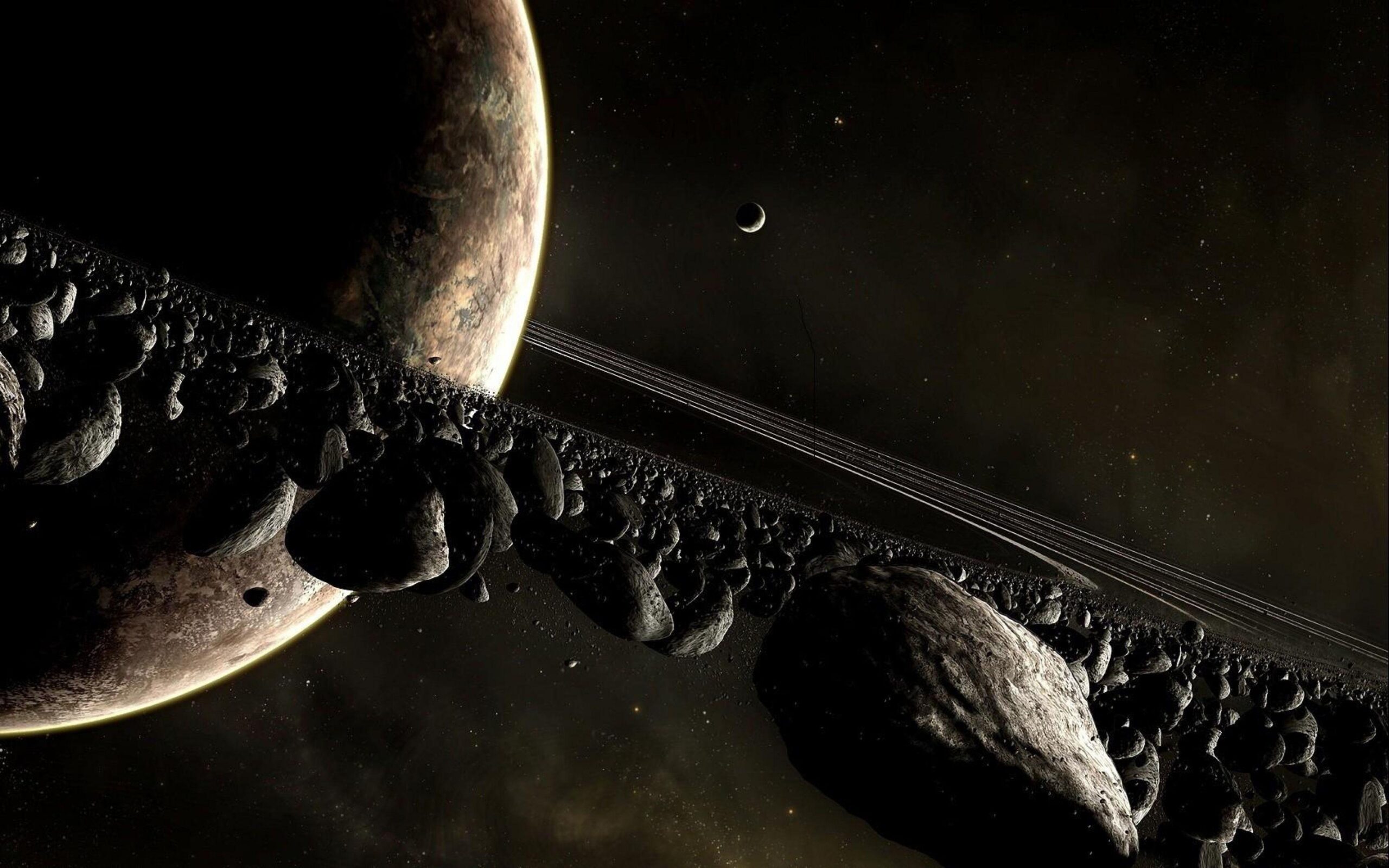 Wallpapers planet, space, ring, asteroids