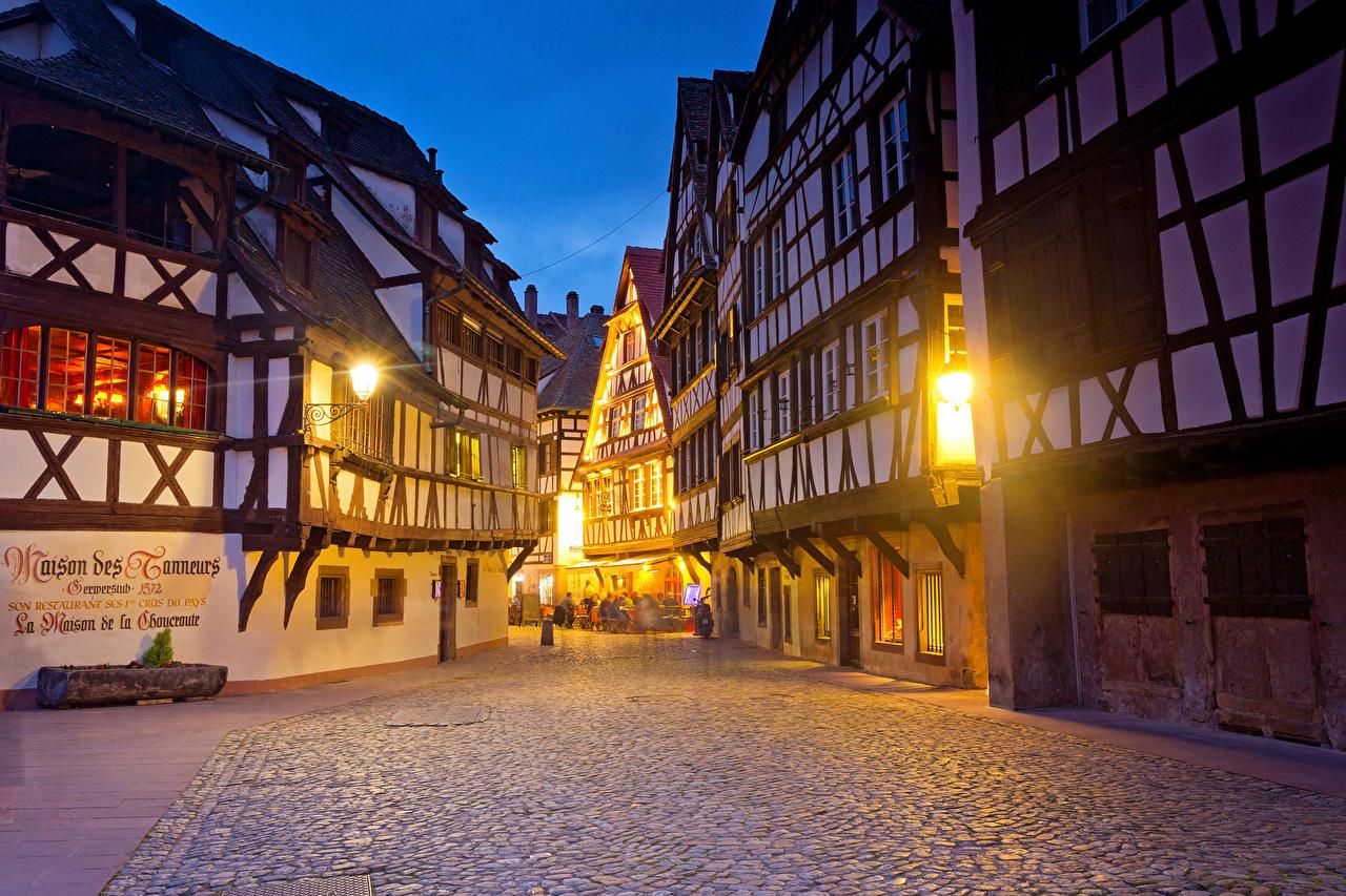 Wallpapers Cities France Strasbourg Street Evening Building Street