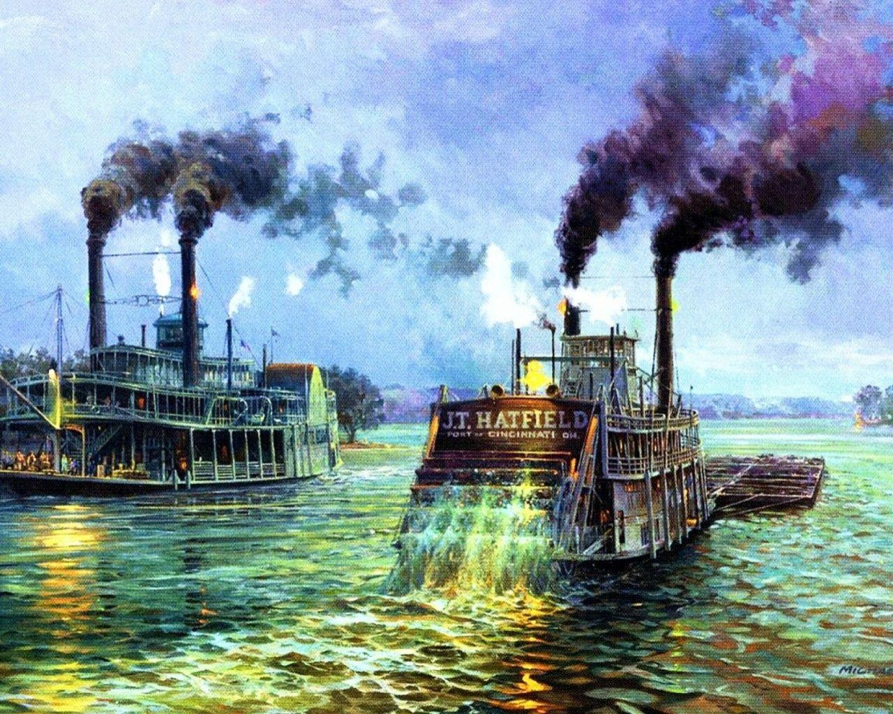 River Steam Boats Mississippi desktop PC and Mac wallpapers