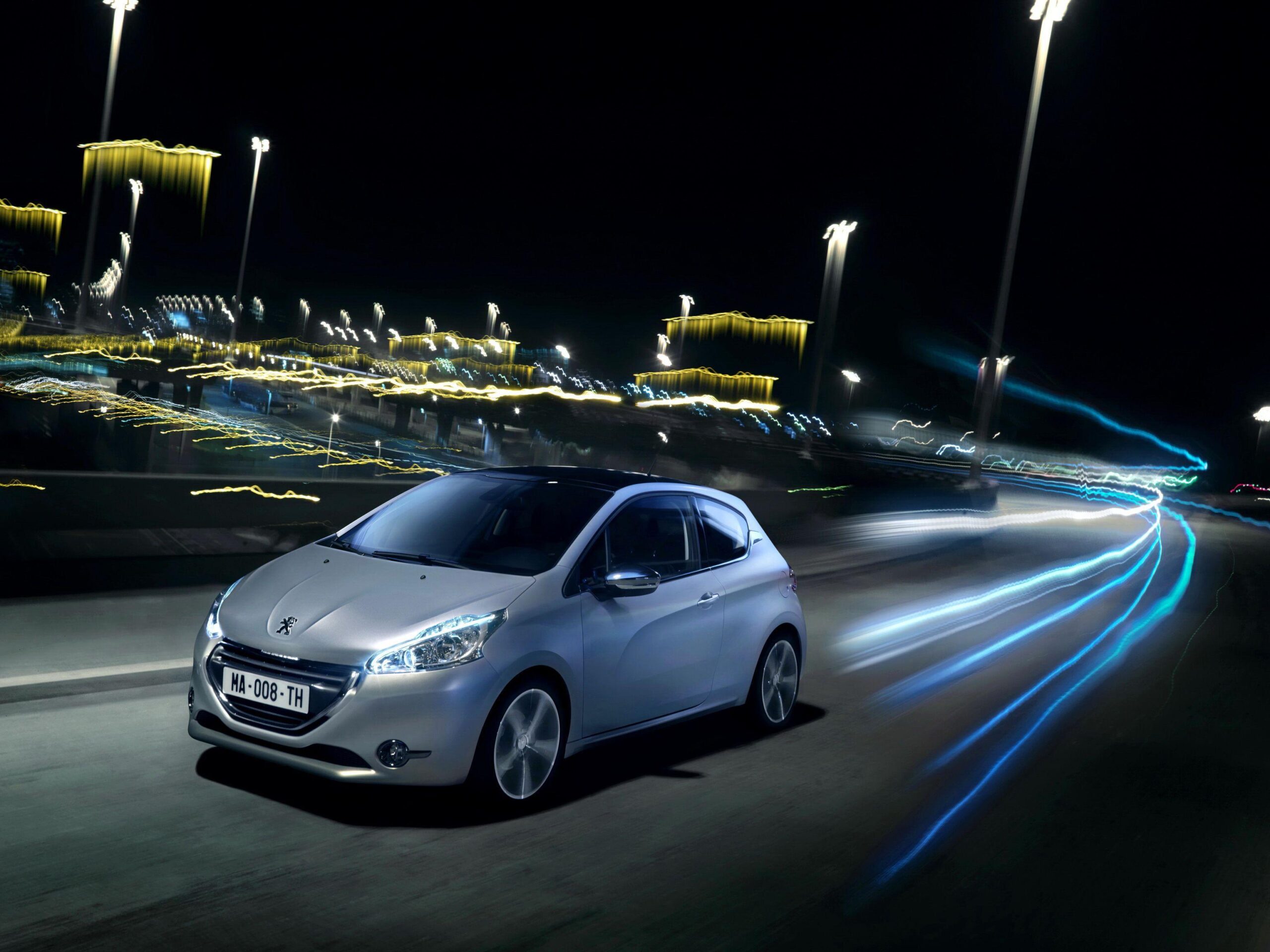 Wallpapers, Peugeot, Roads, 2011 208, Night, Cars, Download photo