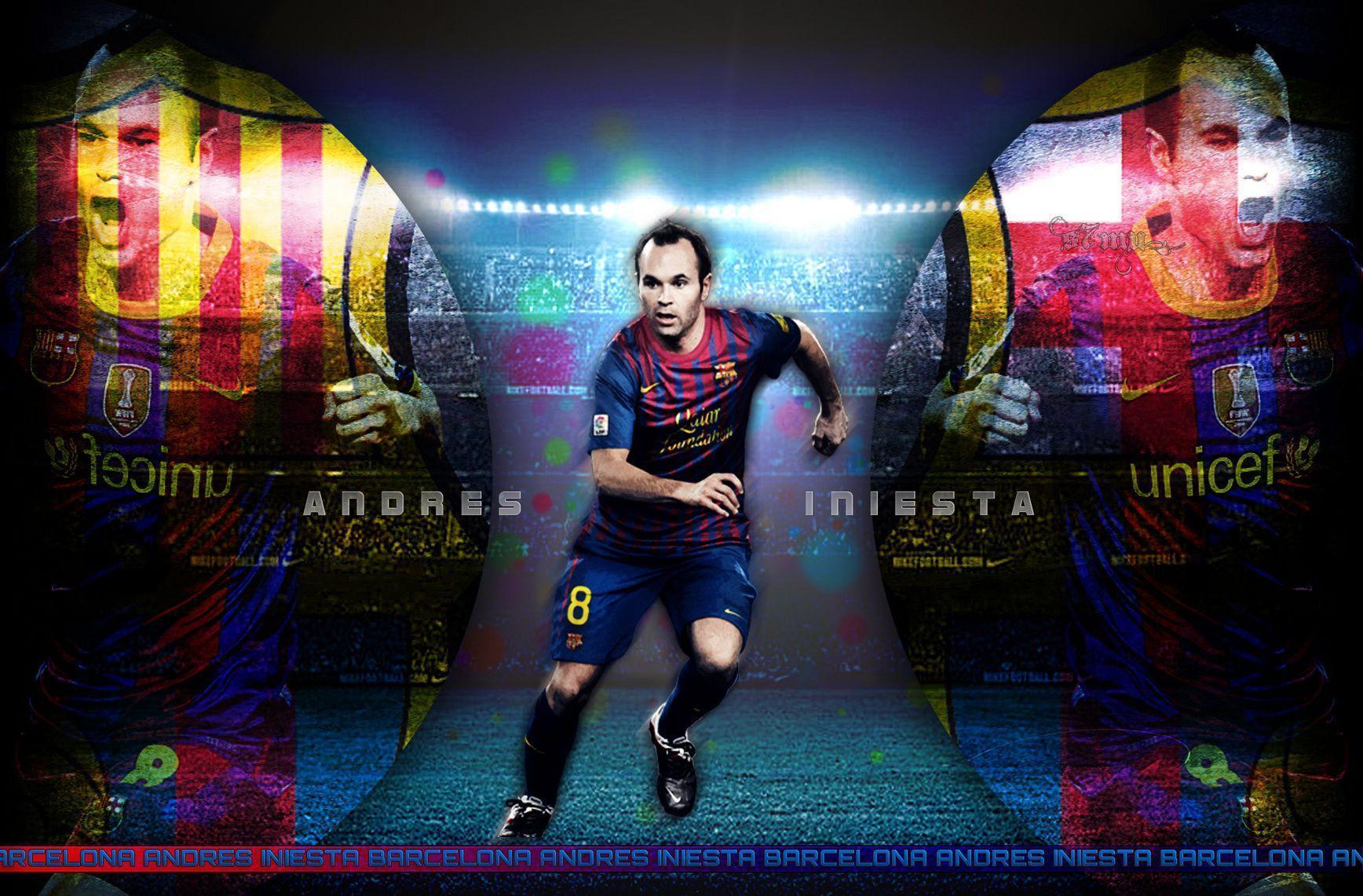 The midfielder of Barcelona Andres Iniesta wallpapers and image