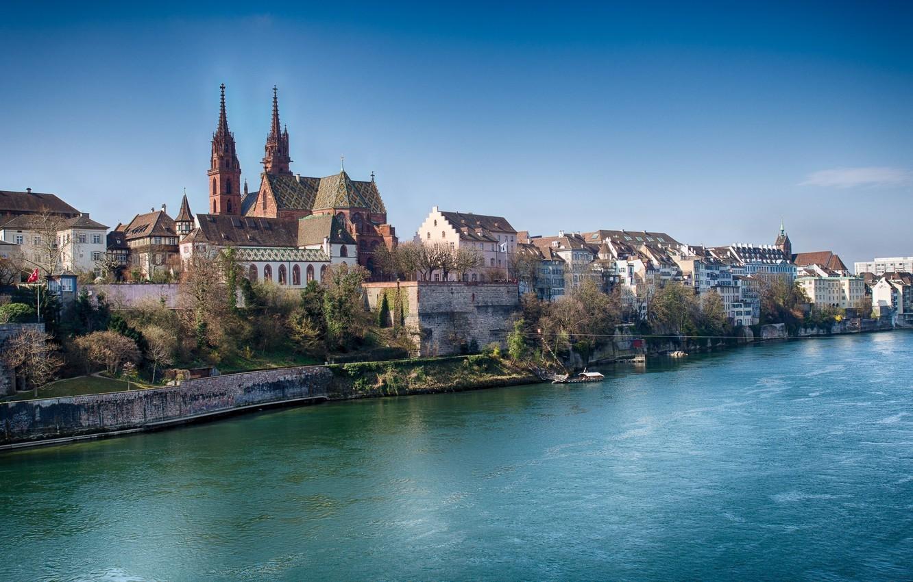 Wallpapers river, home, Switzerland, Rhine, Basel image for desktop