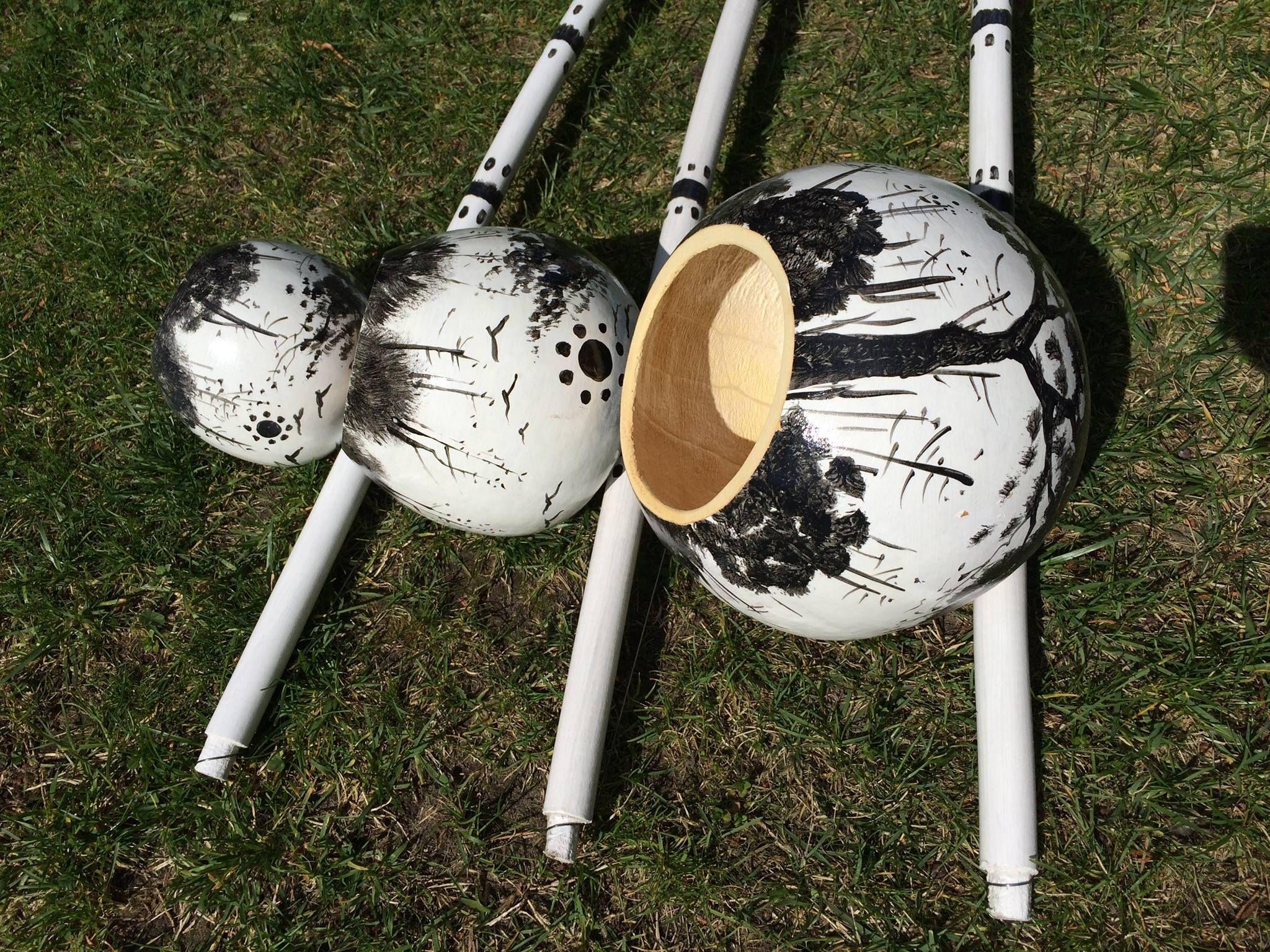 Bateria Berimbau Trio White African Design by Bateriando