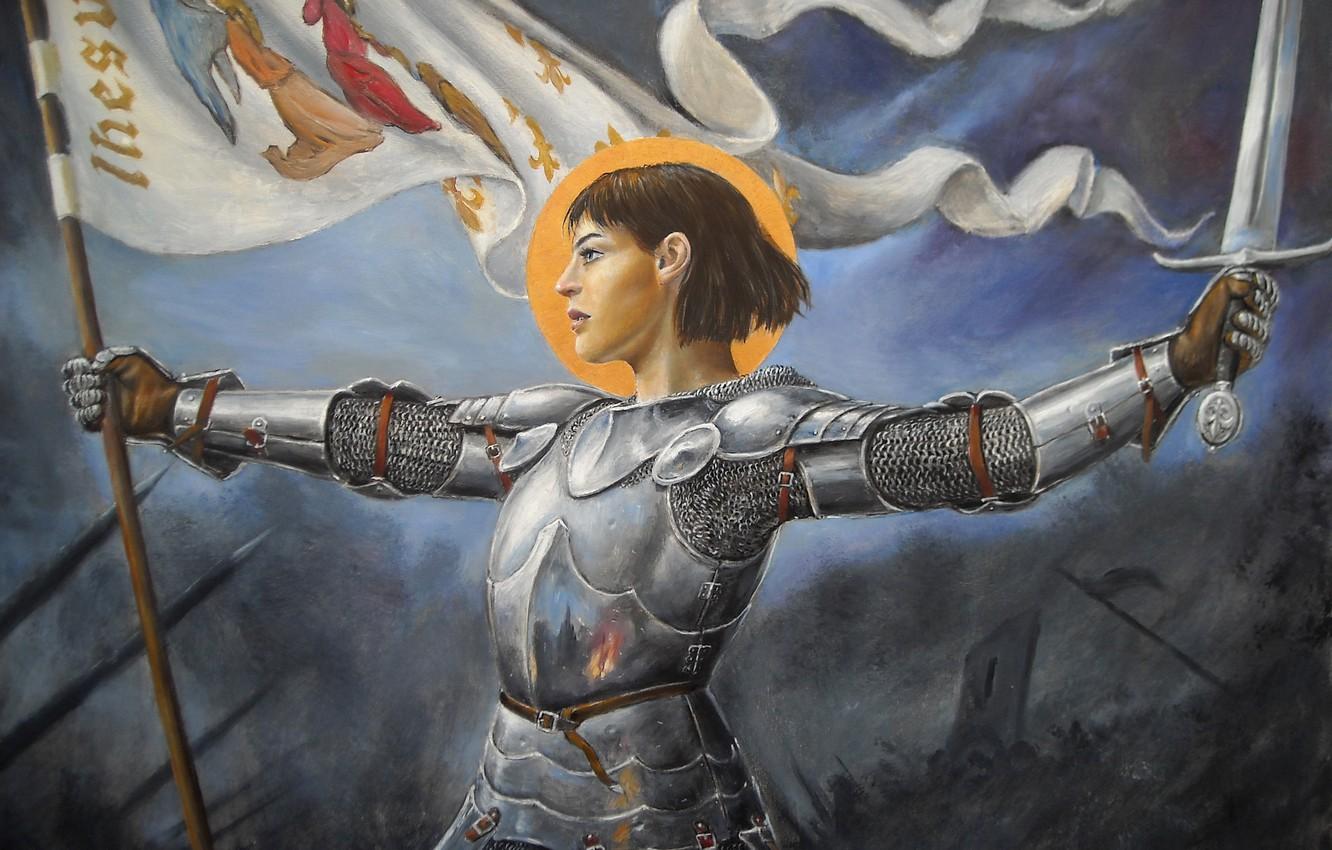 Wallpapers girl, sword, armor, banner, Joan of arc image for desktop