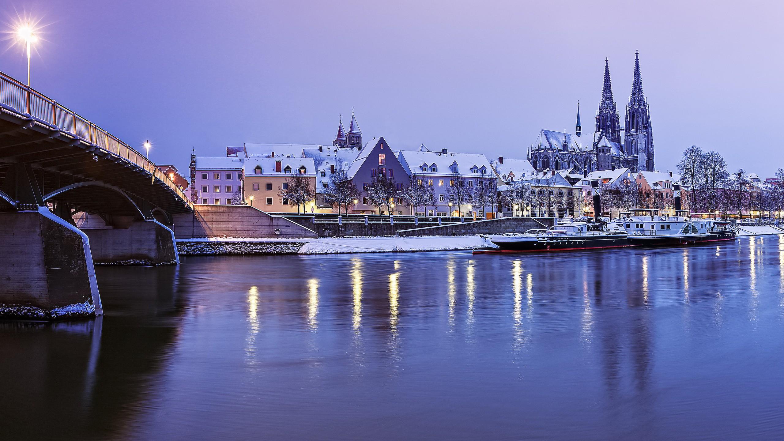 Rivers: Natur Bavaria River Regensburg Germany Bridge City Hd Image