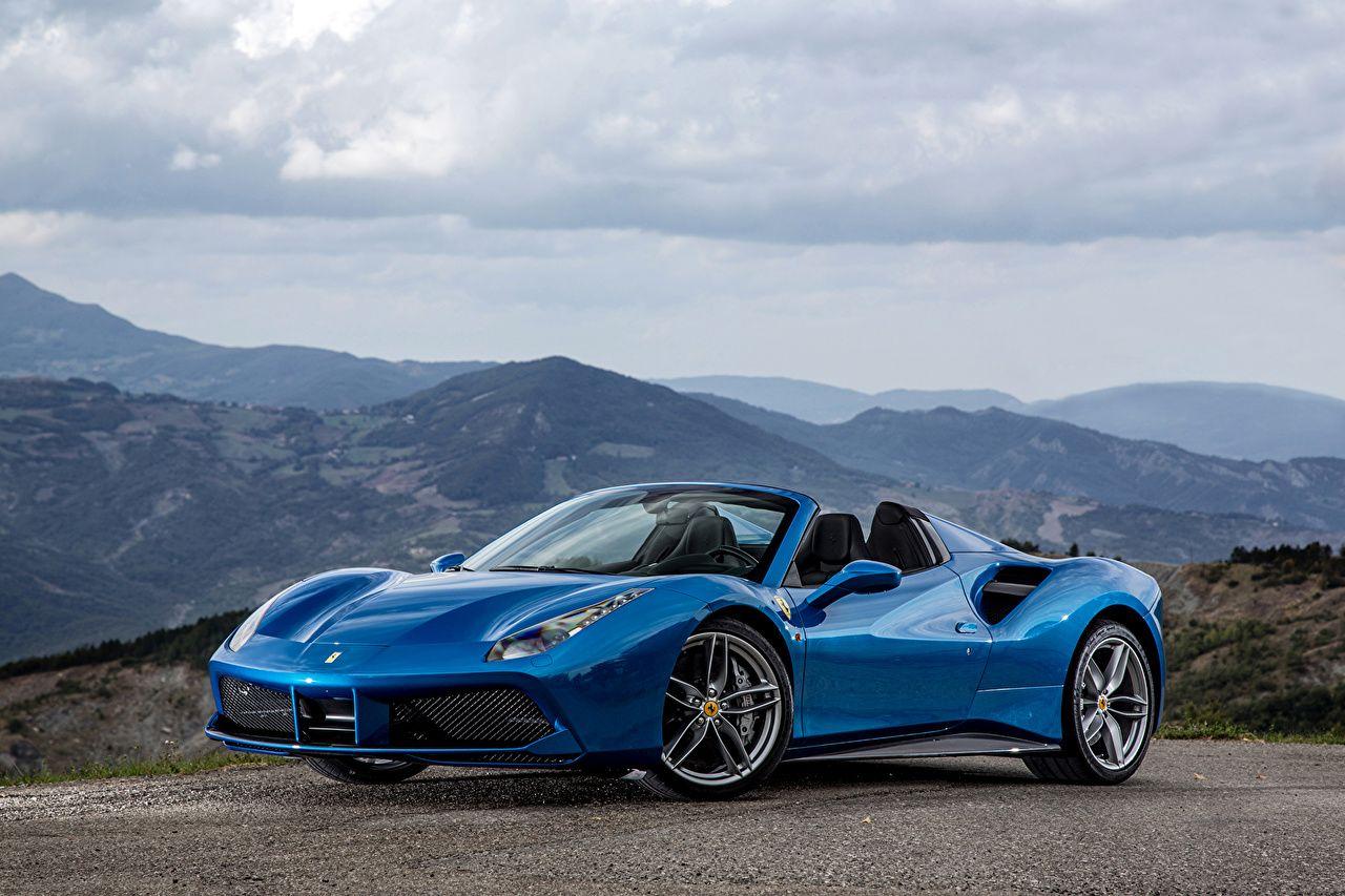 Wallpapers 2015 Ferrari 488 Spider Convertible Blue Cars Metallic