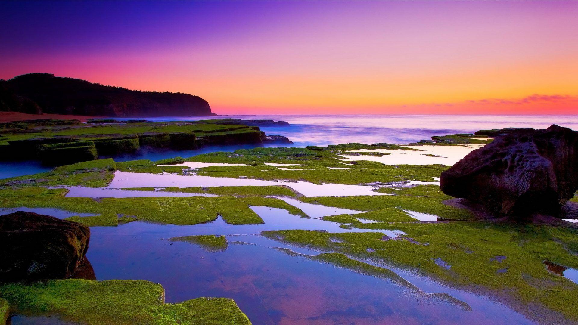 Nature HD Image Wallpapers plates moss coast stone water sea horizon