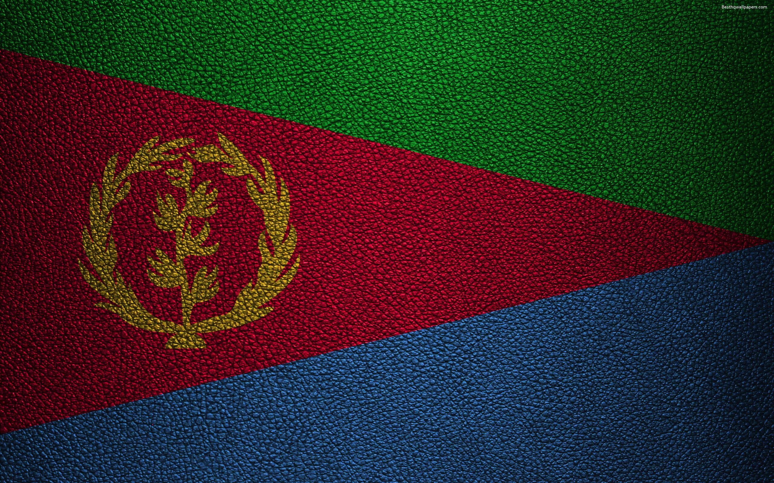 Download wallpapers Flag of Eritrea, Africa, 4K, leather texture